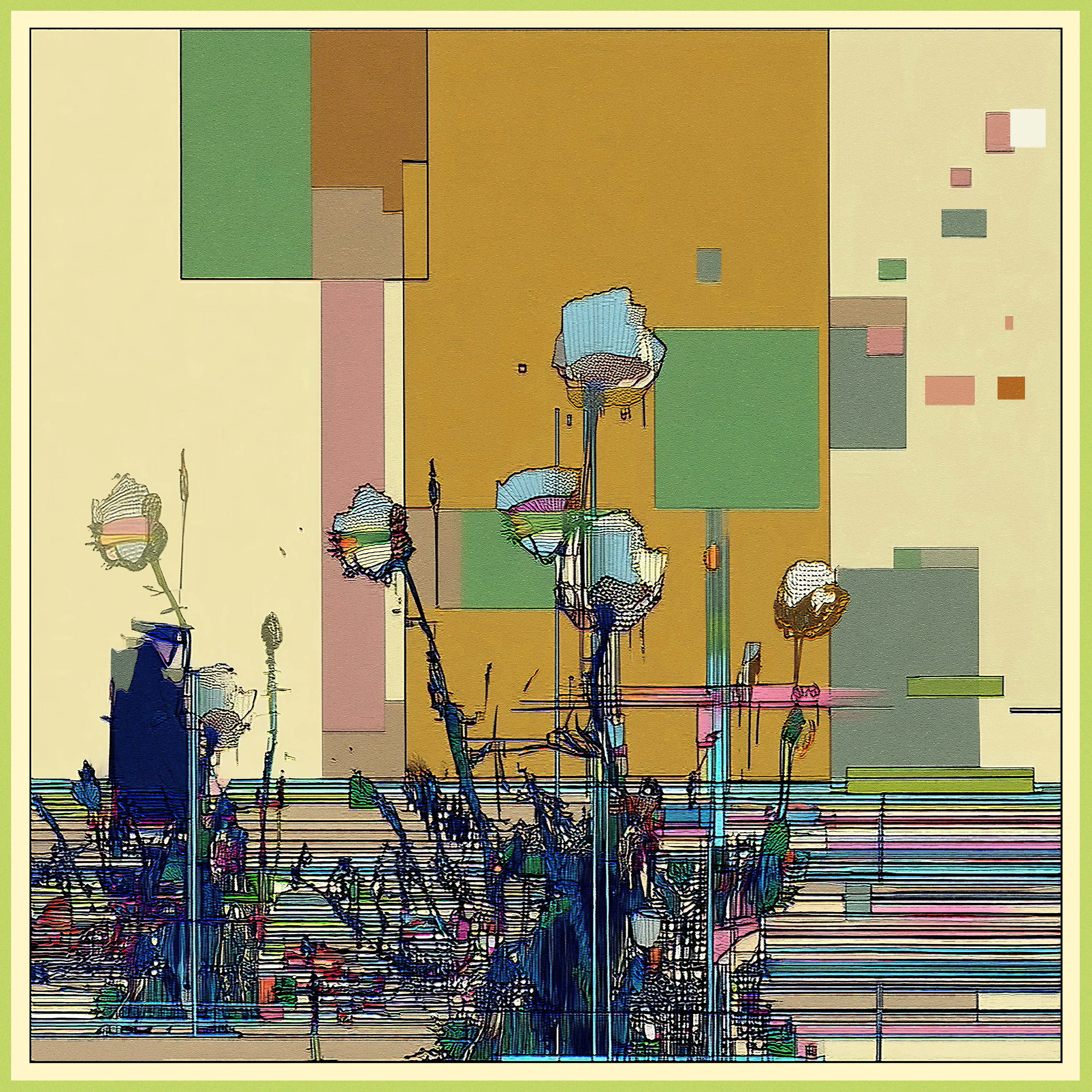 6000x6000, 2025  
𝙃𝙚𝙧𝙚, 𝙛𝙡𝙤𝙬𝙚𝙧𝙨 𝙖𝙧𝙚 𝙣𝙤𝙩 𝙟𝙪𝙨𝙩 𝙚𝙢𝙗𝙡𝙚𝙢𝙨 𝙤𝙛 𝙛𝙡𝙚𝙚𝙩𝙞𝙣𝙜 𝙗𝙚𝙖𝙪𝙩𝙮, 𝙗𝙪𝙩 𝙢𝙞𝙧𝙧𝙤𝙧𝙨 𝙤𝙛 𝙤𝙪𝙧 𝙚𝙭𝙞𝙨𝙩𝙚𝙣𝙘𝙚: 𝙛𝙧𝙖𝙜𝙞𝙡𝙚, 𝙫𝙞𝙗𝙧𝙖𝙣𝙩, 𝙮𝙚𝙩 𝙘𝙖𝙥𝙖𝙗𝙡𝙚 𝙤𝙛 𝙘𝙤𝙣𝙘𝙚𝙖𝙡𝙞𝙣𝙜 𝙤𝙧 𝙙𝙚𝙛𝙮𝙞𝙣𝙜 𝙩𝙝𝙚 𝙡𝙪𝙧𝙠𝙞𝙣𝙜 𝙚𝙫𝙞𝙡. 𝙀𝙖𝙘𝙝 𝙘𝙤𝙧𝙤𝙡𝙡𝙖, 𝙥𝙖𝙞𝙣𝙩𝙚𝙙 𝙬𝙞𝙩𝙝 𝙨𝙩𝙧𝙤𝙠𝙚𝙨 𝙤𝙛 𝙨𝙞𝙡𝙠 𝙖𝙣𝙙 𝙩𝙝𝙤𝙧𝙣𝙨, 𝙦𝙪𝙚𝙨𝙩𝙞𝙤𝙣𝙨 𝙪𝙨: 𝙘𝙖𝙣 𝙩𝙝𝙚 𝙜𝙧𝙖𝙘𝙚 𝙤𝙛 𝙗𝙚𝙖𝙪𝙩𝙮 𝙤𝙫𝙚𝙧𝙘𝙤𝙢𝙚 𝙩𝙝𝙚 𝙙𝙖𝙞𝙡𝙮 𝙝𝙤𝙧𝙧𝙤𝙧? 𝙏𝙝𝙚 𝙞𝙢𝙖𝙜𝙚𝙨 𝙤𝙪𝙧 𝙚𝙮𝙚𝙨, 𝙤𝙪𝙩 𝙤𝙛 𝙙𝙪𝙩𝙮 𝙩𝙤 𝙩𝙝𝙚 𝙣𝙚𝙬𝙨, 𝙙𝙚𝙫𝙤𝙪𝙧 𝙚𝙫𝙚𝙧𝙮 𝙙𝙖𝙮 — 𝙬𝙖𝙧𝙨, 𝙨𝙤𝙧𝙧𝙤𝙬𝙨, 𝙞𝙣𝙟𝙪𝙨𝙩𝙞𝙘𝙚𝙨 — 𝙖𝙧𝙚 𝙝𝙚𝙧𝙚 𝙬𝙧𝙖𝙥𝙥𝙚𝙙 𝙞𝙣 𝙖 𝙫𝙚𝙞𝙡 𝙤𝙛 𝙫𝙞𝙫𝙞𝙙 𝙘𝙤𝙡𝙤𝙧𝙨. 𝘽𝙪𝙩 𝙗𝙚𝙣𝙚𝙖𝙩𝙝 𝙩𝙝𝙚 𝙨𝙝𝙖𝙩𝙩𝙚𝙧𝙚𝙙 𝙥𝙚𝙩𝙖𝙡𝙨, 𝙩𝙝𝙚 𝙙𝙖𝙧𝙠𝙣𝙚𝙨𝙨 𝙚𝙣𝙙𝙪𝙧𝙚𝙨