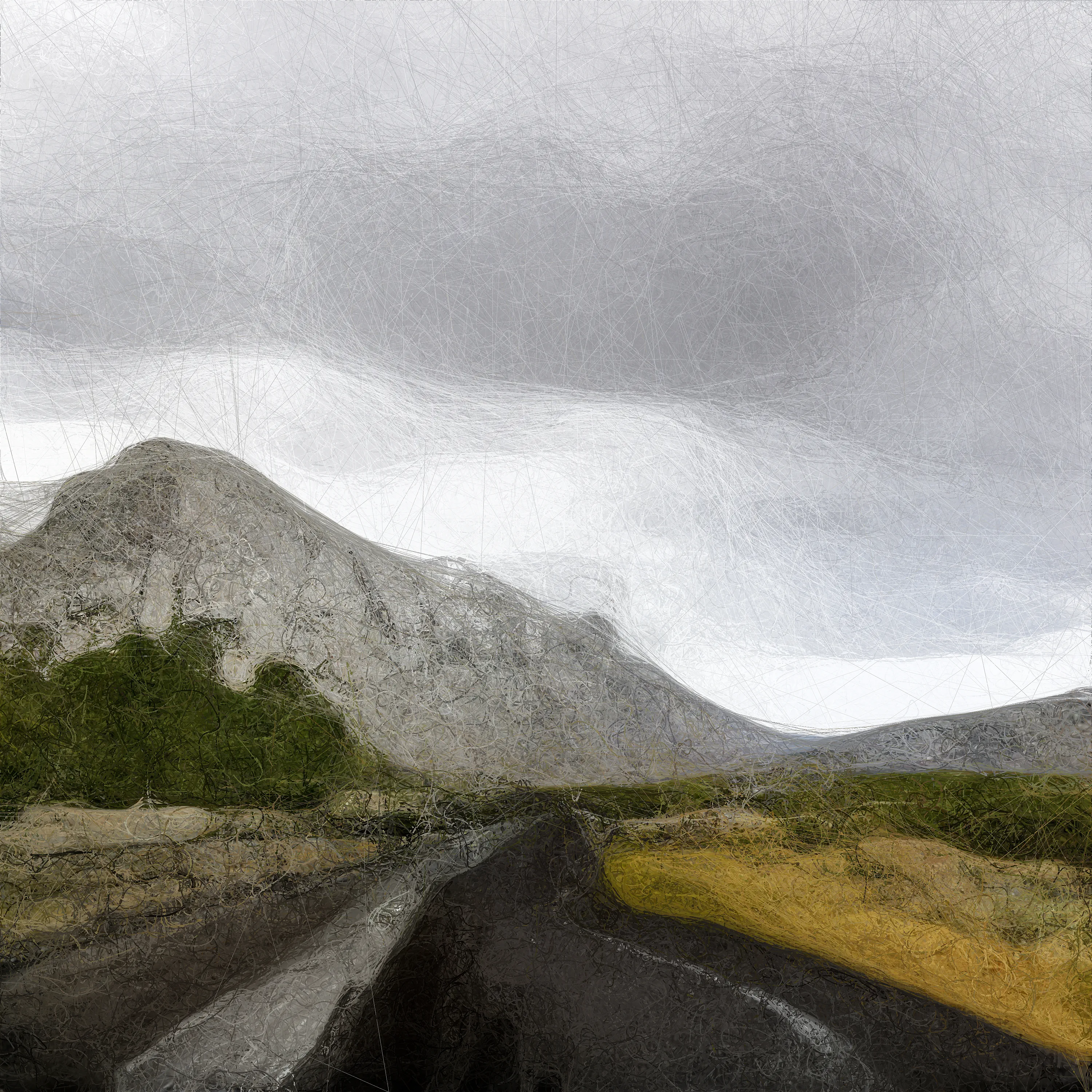 We've created unique "Quantum AI Data Paintings" using quantum bit strings generated from Google Quantum AI team's beyond classical experiment together with a Generative Adversarial Network machine learning algorithm that was developed during the production of Quantum Memories.

The data collection consists of 200 million raw images of landscapes around the world, including all the national parks in the US.

By utilizing custom procedural coherent noise implementations and beyond classical measurements of computing surflets, we generated 1000 unique Quantum AI Data Paintings inspired by the natural world. Each painting is computed with a unique quantum bit string!

The images incorporate earthly pigments, shapes, and patterns that we associate with our sensory experiences, while paying homage to the Earth's unbounded poetic sublimity.

11001011010101101000001010001000001101100111000010011