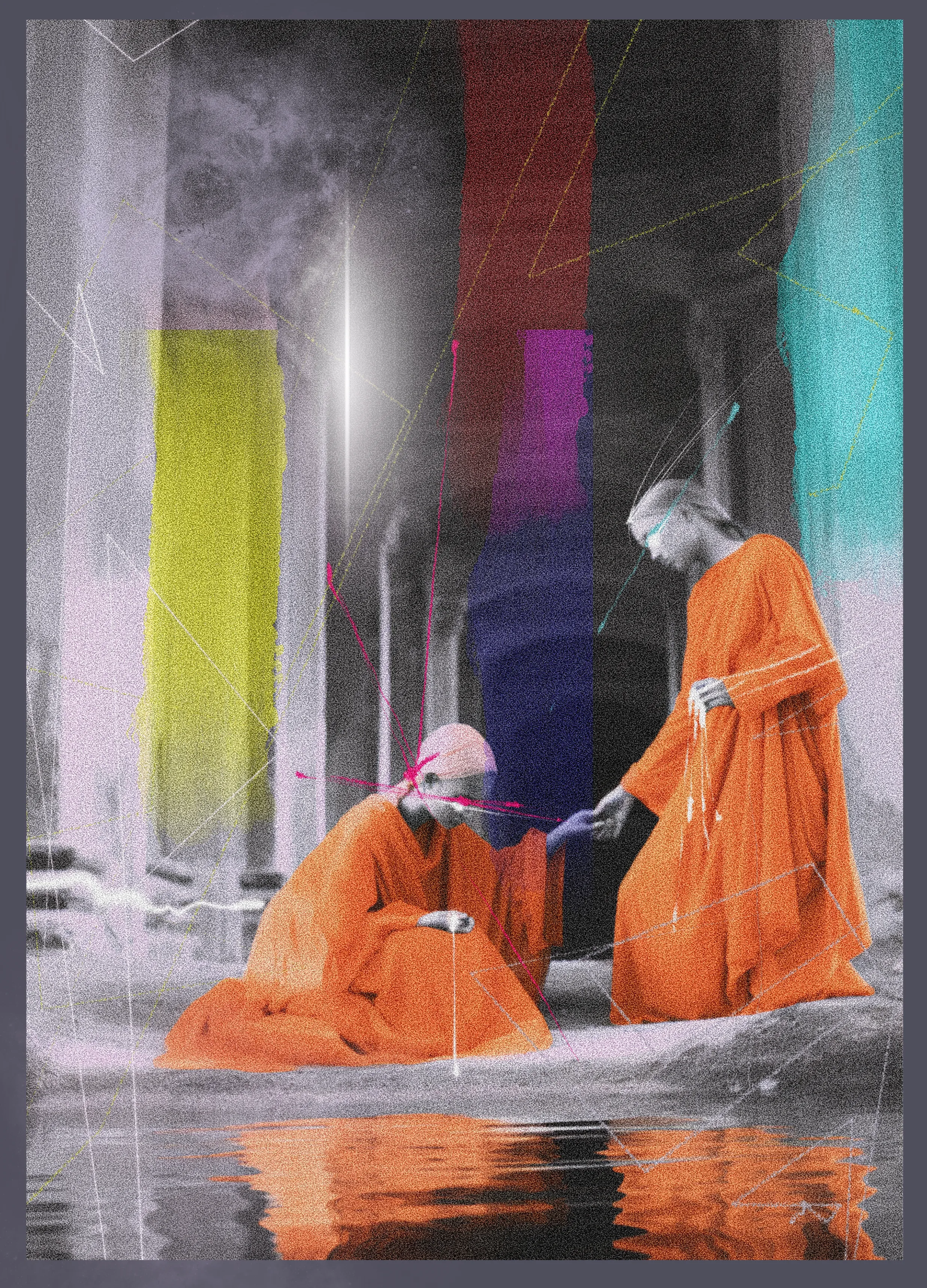 // AQUA SACRA = SACRED WATER //

[Ritual: Whispers of the Oracular]

In the sacred scriptures of the revered cult, a tale resonates of a mystical pool, crafted from the darkest obsidian, its waters a gateway to the realms beyond mortal comprehension.

Gathered around this shimmering abyss, the devoted disciples immersed themselves in its inky depths, seeking communion with the divine. Within the ripples of the pool, secrets of ancient wisdom whispered, awakening the latent powers of the chosen ones. They believed that the pool's embrace cleansed their spirits, purging the stains of worldly desires. 

As they surrendered to the depths, the waters embraced them, imbuing their souls with transcendent grace. For it was in this sacred pool that the faithful underwent profound transformation, emerging as vessels of divine knowledge and conduits of celestial energy. 

Let the cult's devotion to the sacred pool of obsidian be a testament to the infinite mysteries that reside within, guiding the faithful on a path to enlightenment and everlasting communion with the divine depths of existence.

[The collector of this token will hereby become a member of the Arcanum Aquae Obscurae and will be entitled to the great rewards it will bring both spiritual and metaversal]

Bidders edition inc. for all [CLAVIS]

AI + Analog + Digital Painting by Rocketgirl @rocketgirl