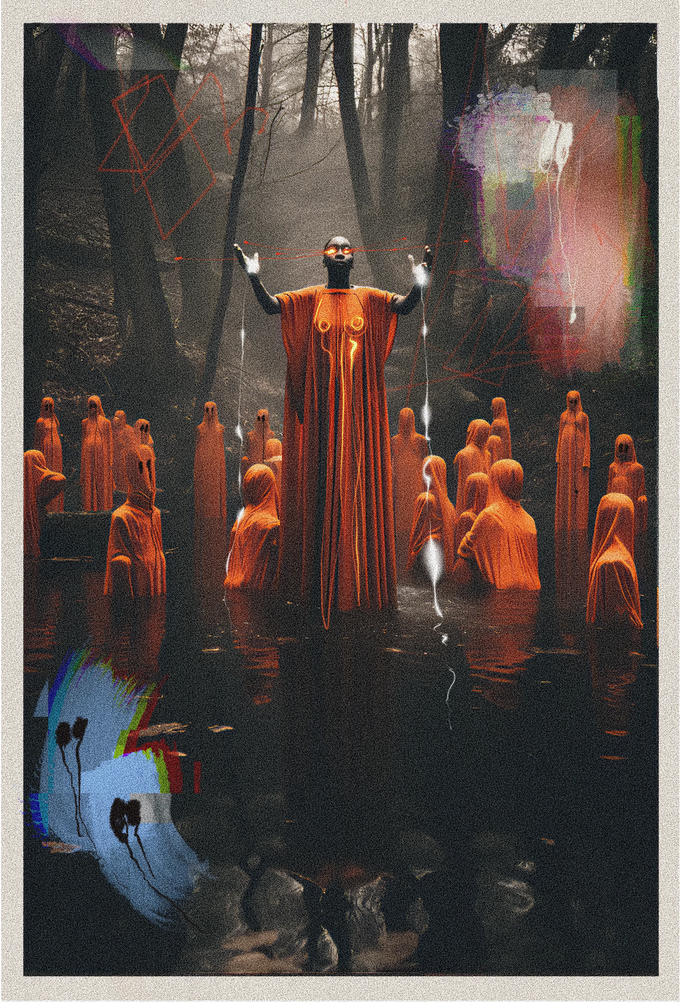 // FLUMEN EXPIRAVIT = RIVER GHOST //

[Ritual = Whispers of the Oracular]

In the ancient scriptures of the Arcanum Aquae Obscurae, a sacred verse recounts the encounter with a river ghost, witnessed during a revered ceremony. 

As the faithful gathered along the banks of a winding river, their souls brimming with anticipation, a mystical presence emerged from the depths. The apparition, veiled in mist, embodied the untamed spirit of the flowing waters. 

The cult's chosen leader, adorned in ceremonial vestments, communed with the ghostly apparition, channeling its wisdom and power. With reverence and awe, the faithful bore witness to the sacred dialogue between mortal and spirit. In this divine communion, the spirit bestowed blessings upon the devoted, imparting upon them the currents of spiritual enlightenment.

Let the cult's ceremony with the river ghost stand as a testament to the interconnectedness of the seen and unseen realms, where the faithful find transcendence in the embrace of ethereal beings, guided by the mystical forces that flow through the sacred river's course.

[The collector of this token will hereby become a member of the Arcanum Aquae Obscurae and will be entitled to the great rewards it will bring both spiritual and metaversal]

Bidders edition inc. for all

AI + Analog + Digital Painting by Rocketgirl @rocketgirl