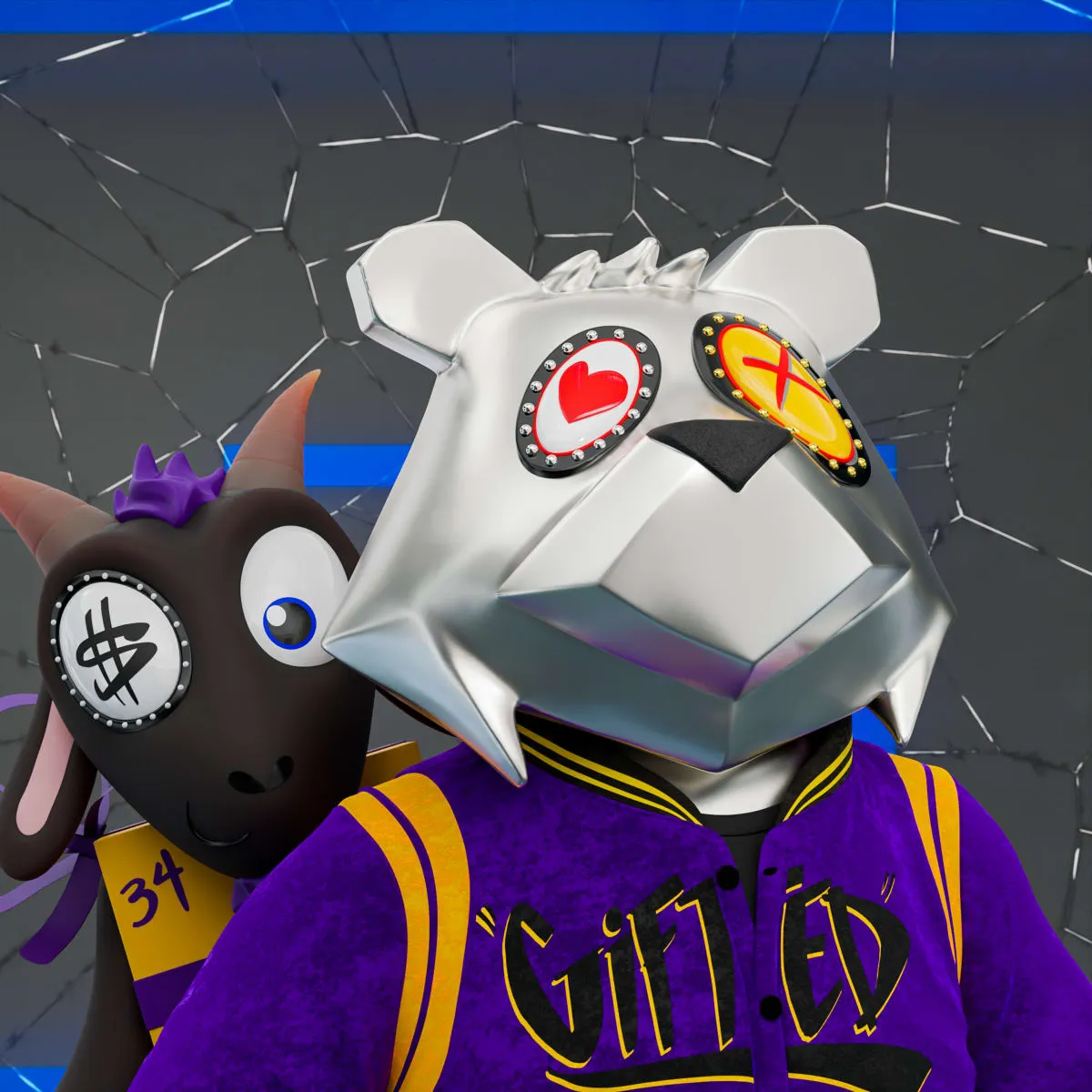 VeeFriends Mini Drops *King Goat* - Created By [VeeFriends](https://veefriends.com) and [King Saladeen](https://www.kingsaladeen.com/)

*King Goat* is a collection of 555 one-of-one tokens. 

From humble beginnings in West Philadelphia, artist King Saladeen has created a global impact through his fine art and luxury and culturally prominent brand collaborations. His Gift Goat generative collection features Gift Goat and his iconic JP the Money Bear in his signature unique combinations of materials, outfits, backgrounds, frames and eyeballs, sockets and pupils.

The original owner of this NFT also received a 36 x 36 mixed media digital pigment print with silkscreen by King Saladeen, on 100% cotton rag paper. The print is signed by the artist.

The original owner also had the opportunity to attend an exclusive Gift Goat only event with goats Gary Vaynerchuk and Shaquille O'Neal. It took place on October 26, 2022 at Overtime Elite Arena in Atlanta, GA.

This token is a part of the Gift Goat series and a VeeFriends Mini Drop collectible that lives on the Ethereum blockchain. *King Goat* is gift #8 of 18. 

This NFT does not grant you previous or future gifts from the Gift Goat Gifting Experience. For more information on the Gift Goat Series, please visit: [https://veefriends.com/giftgoat](https://veefriends.com/giftgoat)

King Saladeen

[Instagram](https://twitter.com/Kingsaladeenart)

[Twitter](https://twitter.com/Kingsaladeenart)