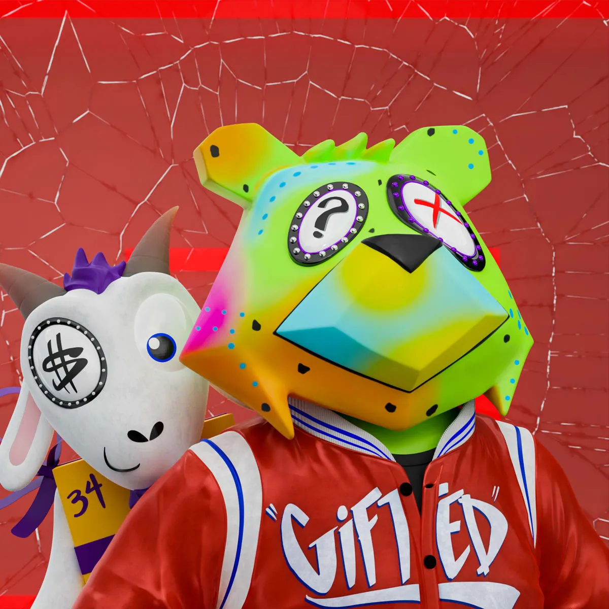 VeeFriends Mini Drops *King Goat* - Created By [VeeFriends](https://veefriends.com) and [King Saladeen](https://www.kingsaladeen.com/)

*King Goat* is a collection of 555 one-of-one tokens. 

From humble beginnings in West Philadelphia, artist King Saladeen has created a global impact through his fine art and luxury and culturally prominent brand collaborations. His Gift Goat generative collection features Gift Goat and his iconic JP the Money Bear in his signature unique combinations of materials, outfits, backgrounds, frames and eyeballs, sockets and pupils.

The original owner of this NFT also received a 36 x 36 mixed media digital pigment print with silkscreen by King Saladeen, on 100% cotton rag paper. The print is signed by the artist.

The original owner also had the opportunity to attend an exclusive Gift Goat only event with goats Gary Vaynerchuk and Shaquille O'Neal. It took place on October 26, 2022 at Overtime Elite Arena in Atlanta, GA.

This token is a part of the Gift Goat series and a VeeFriends Mini Drop collectible that lives on the Ethereum blockchain. *King Goat* is gift #8 of 18. 

This NFT does not grant you previous or future gifts from the Gift Goat Gifting Experience. For more information on the Gift Goat Series, please visit: [https://veefriends.com/giftgoat](https://veefriends.com/giftgoat)

King Saladeen

[Instagram](https://twitter.com/Kingsaladeenart)

[Twitter](https://twitter.com/Kingsaladeenart)