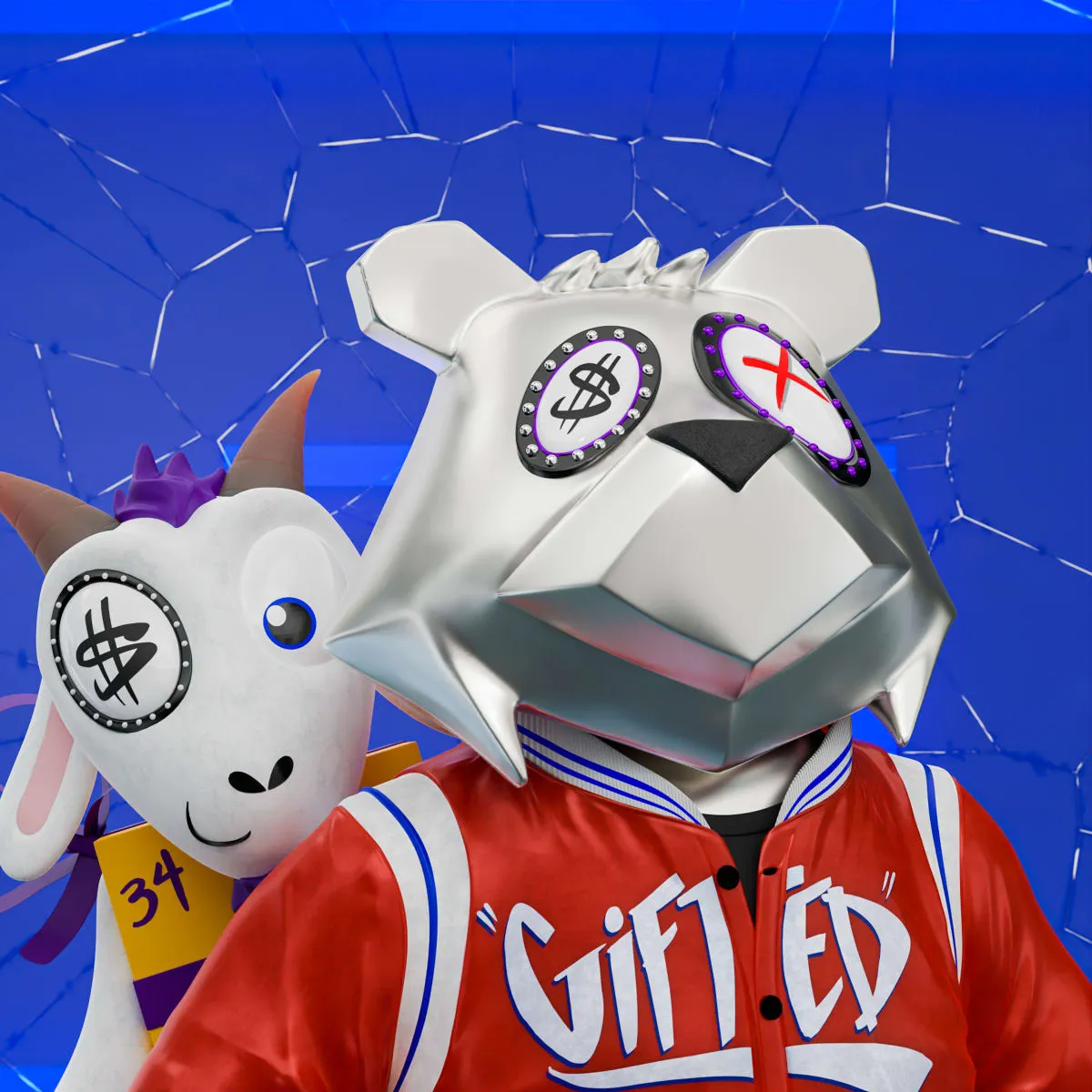 VeeFriends Mini Drops *King Goat* - Created By [VeeFriends](https://veefriends.com) and [King Saladeen](https://www.kingsaladeen.com/)

*King Goat* is a collection of 555 one-of-one tokens. 

From humble beginnings in West Philadelphia, artist King Saladeen has created a global impact through his fine art and luxury and culturally prominent brand collaborations. His Gift Goat generative collection features Gift Goat and his iconic JP the Money Bear in his signature unique combinations of materials, outfits, backgrounds, frames and eyeballs, sockets and pupils.

The original owner of this NFT also received a 36 x 36 mixed media digital pigment print with silkscreen by King Saladeen, on 100% cotton rag paper. The print is signed by the artist.

The original owner also had the opportunity to attend an exclusive Gift Goat only event with goats Gary Vaynerchuk and Shaquille O'Neal. It took place on October 26, 2022 at Overtime Elite Arena in Atlanta, GA.

This token is a part of the Gift Goat series and a VeeFriends Mini Drop collectible that lives on the Ethereum blockchain. *King Goat* is gift #8 of 18. 

This NFT does not grant you previous or future gifts from the Gift Goat Gifting Experience. For more information on the Gift Goat Series, please visit: [https://veefriends.com/giftgoat](https://veefriends.com/giftgoat)

King Saladeen

[Instagram](https://twitter.com/Kingsaladeenart)

[Twitter](https://twitter.com/Kingsaladeenart)