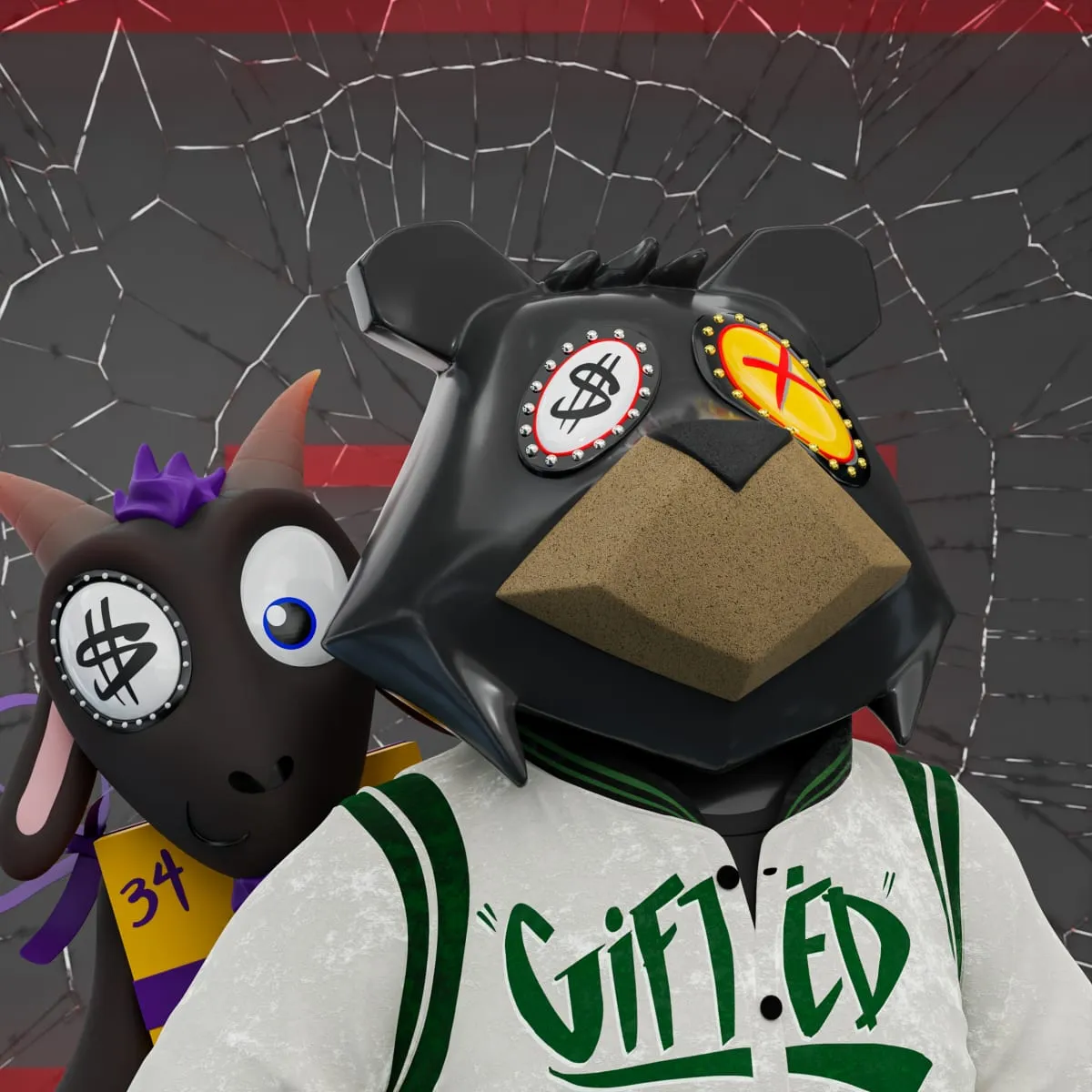 VeeFriends Mini Drops *King Goat* - Created By [VeeFriends](https://veefriends.com) and [King Saladeen](https://www.kingsaladeen.com/)

*King Goat* is a collection of 555 one-of-one tokens. 

From humble beginnings in West Philadelphia, artist King Saladeen has created a global impact through his fine art and luxury and culturally prominent brand collaborations. His Gift Goat generative collection features Gift Goat and his iconic JP the Money Bear in his signature unique combinations of materials, outfits, backgrounds, frames and eyeballs, sockets and pupils.

The original owner of this NFT also received a 36 x 36 mixed media digital pigment print with silkscreen by King Saladeen, on 100% cotton rag paper. The print is signed by the artist.

The original owner also had the opportunity to attend an exclusive Gift Goat only event with goats Gary Vaynerchuk and Shaquille O'Neal. It took place on October 26, 2022 at Overtime Elite Arena in Atlanta, GA.

This token is a part of the Gift Goat series and a VeeFriends Mini Drop collectible that lives on the Ethereum blockchain. *King Goat* is gift #8 of 18. 

This NFT does not grant you previous or future gifts from the Gift Goat Gifting Experience. For more information on the Gift Goat Series, please visit: [https://veefriends.com/giftgoat](https://veefriends.com/giftgoat)

King Saladeen

[Instagram](https://twitter.com/Kingsaladeenart)

[Twitter](https://twitter.com/Kingsaladeenart)