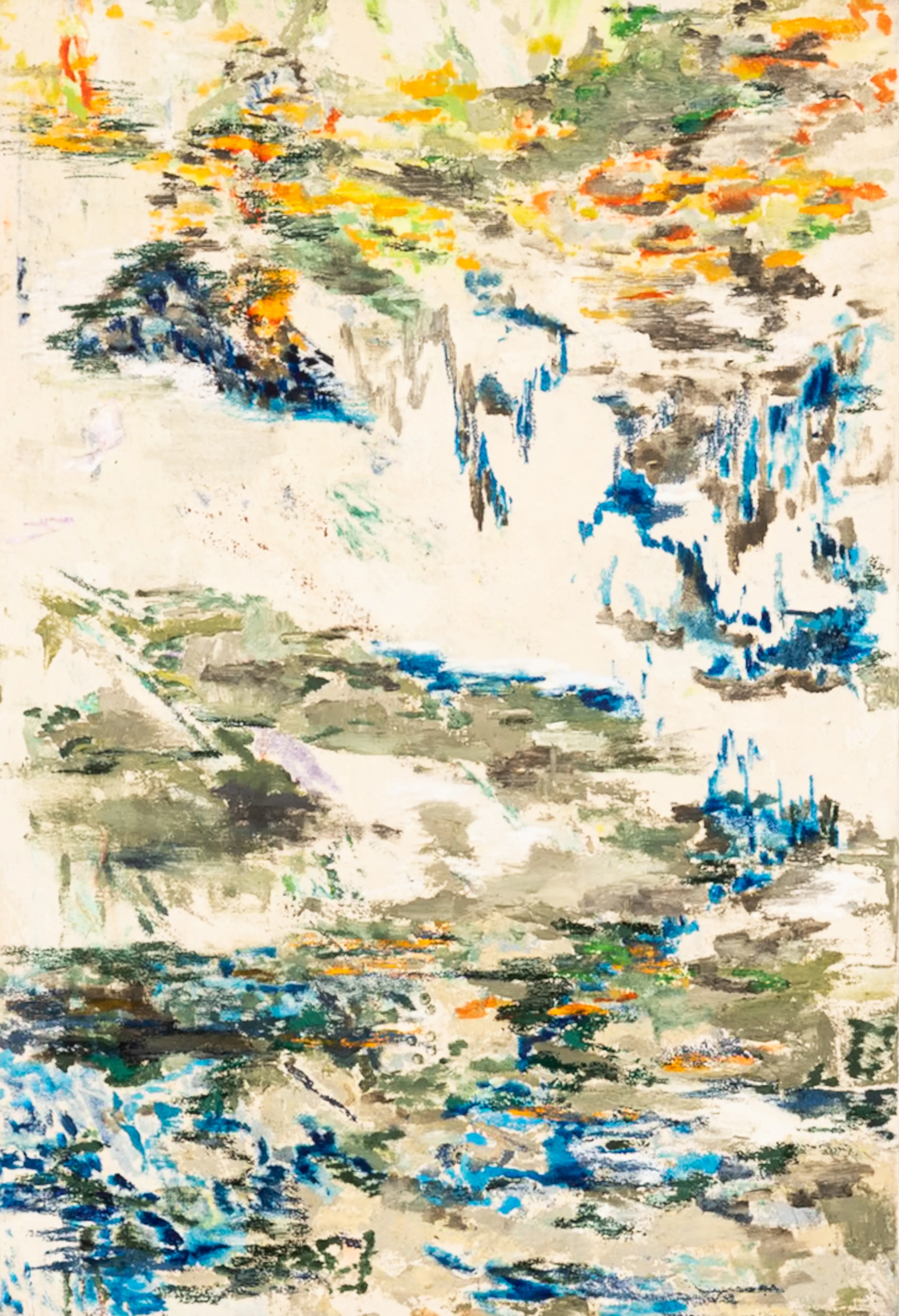 ‘Terran’ (2025) is the fourth painting from the series ‘A New Language {Paintings & Poems}’

—

Dimensions: 62 × 42 × 5 cm (24 × 17 × 2 in)  
Mediums/techniques: Oil, acrylic, soft pastels and pencils  
Support: Canvas mounted on MDF  
Frame: Oak  
Edition: 1/1  
Year: 2025  
Series: A New Language {Paintings & Poems}

—

The NFT is a 1/1 token on the Ethereum blockchain with on-chain provenance; ownership transfers apply to the digital asset, while the first owner receives the physical painting.