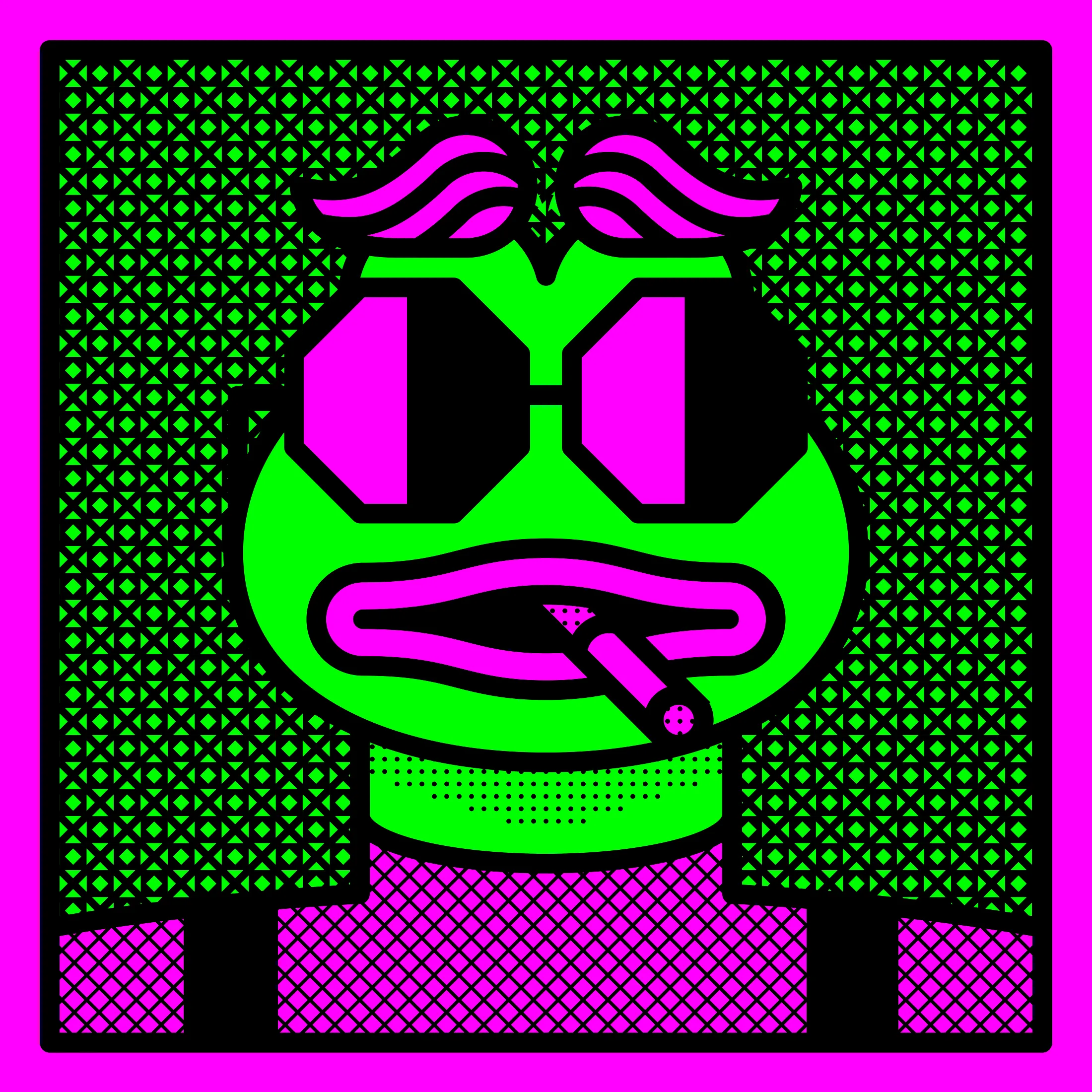 A collection featuring handcrafted Pepes. Each one has its own 1/1 character and background, designed with a clean, minimalist style.