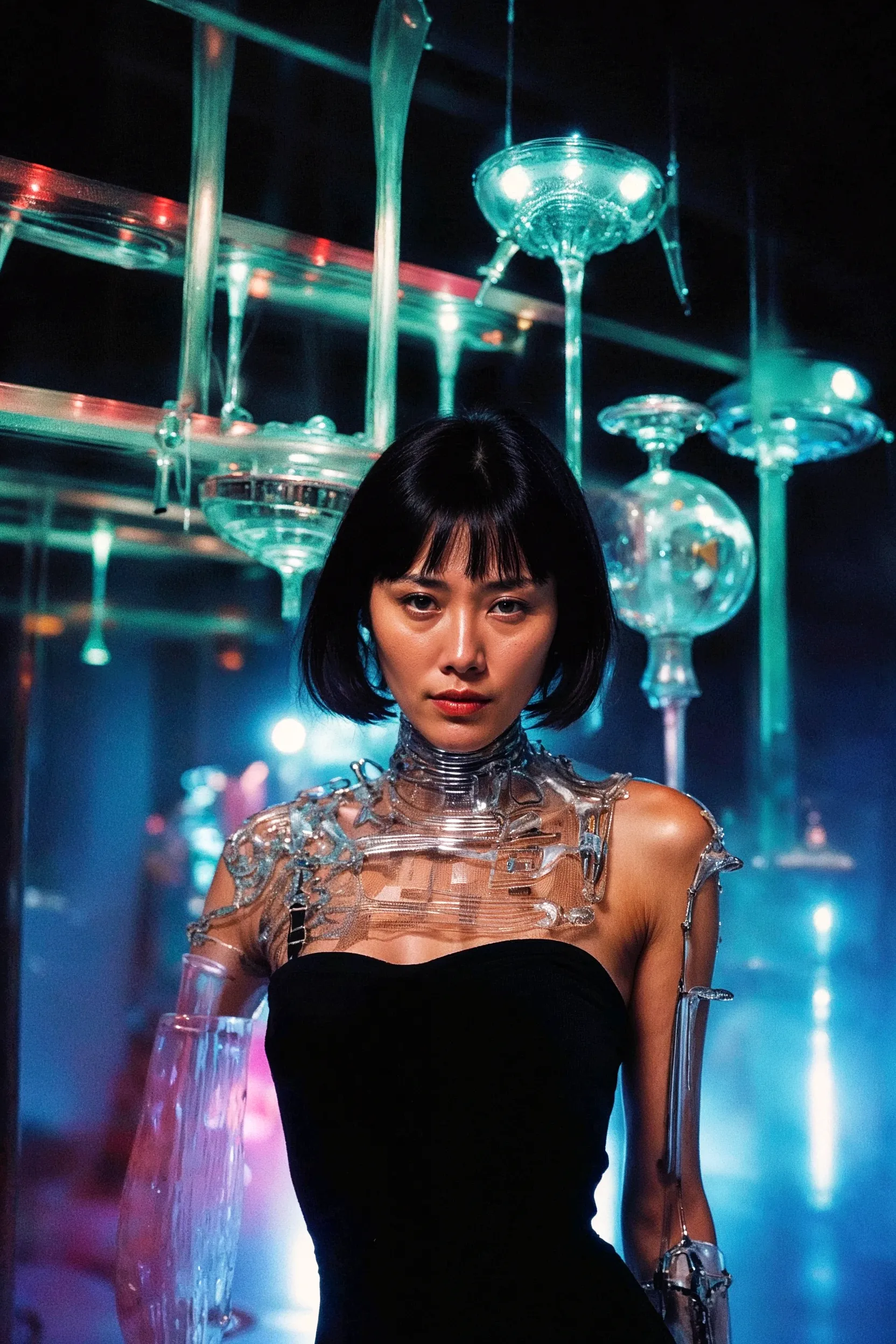 This self-portrait presents a "singular self" in contrast to the anonymity of the crowd. Yet, even this "one" can be easily divided and distributed through the gaze of others or by algorithms. The artist inscribes this paradox of being "singular, yet shared" onto her own image.

Here, the artist re-enacts the role of Motoko Kusanagi from Ghost in the Shell. This is not a mere costume imitation but an attempt to take on the identity of a cybernetic being through her own body. Kusano is simultaneously "herself" and a "vessel for a narrative" that traverses reality and fiction.

The "one" here refers not to a numerical unit but to "oneness"—a state where a single entity contains multiple properties, and where the many cohere into a whole. This self-portrait thus visualizes the coexistence of "one and many" in a contemporary context, revealing the fundamental structure of the self, in which the "one" is only constituted through its relationship with the "many."