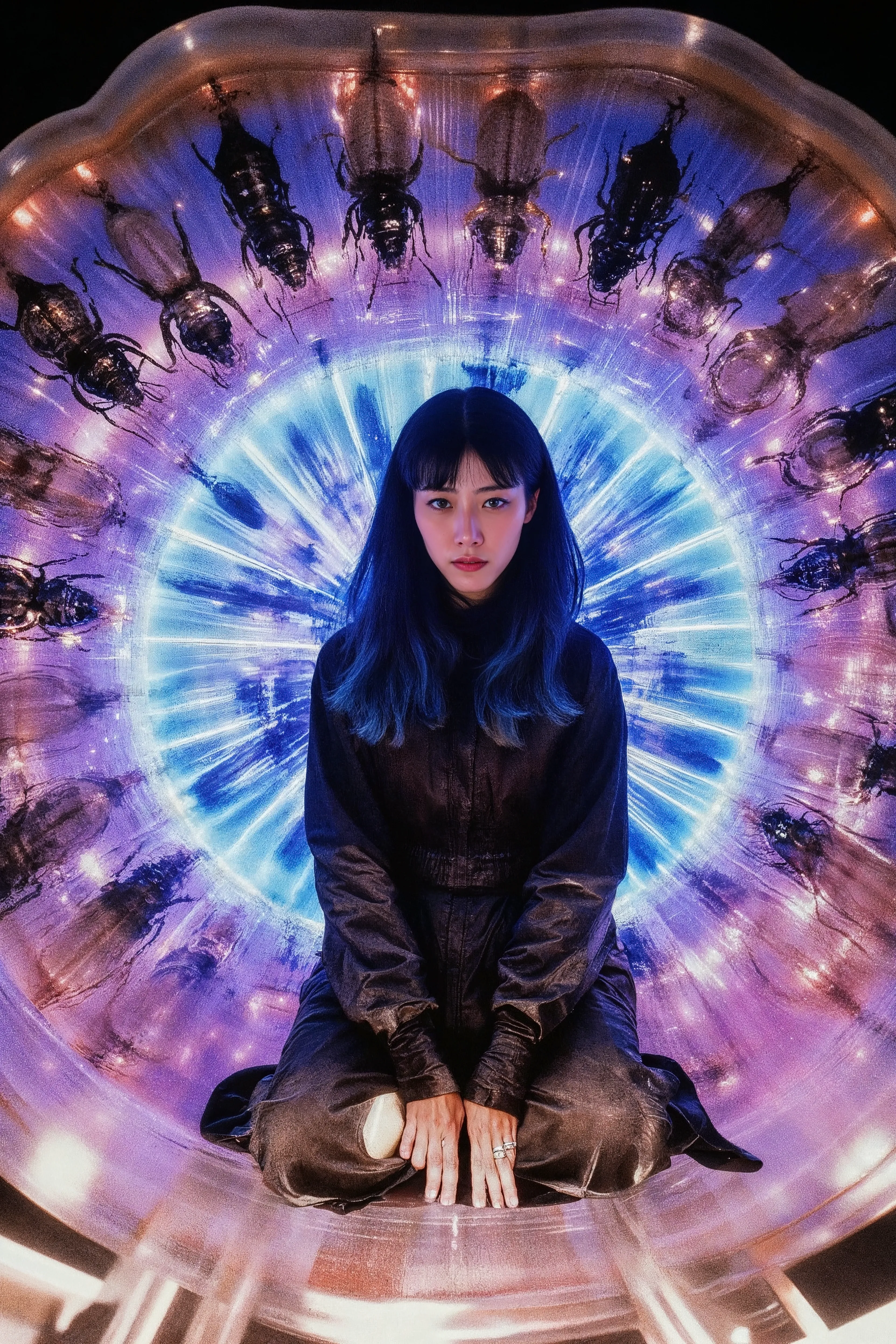 This self-portrait presents a "singular self" in contrast to the anonymity of the crowd. Yet, even this "one" can be easily divided and distributed through the gaze of others or by algorithms. The artist inscribes this paradox of being "singular, yet shared" onto her own image.

Here, the artist re-enacts the role of Motoko Kusanagi from Ghost in the Shell. This is not a mere costume imitation but an attempt to take on the identity of a cybernetic being through her own body. Kusano is simultaneously "herself" and a "vessel for a narrative" that traverses reality and fiction.

The "one" here refers not to a numerical unit but to "oneness"—a state where a single entity contains multiple properties, and where the many cohere into a whole. This self-portrait thus visualizes the coexistence of "one and many" in a contemporary context, revealing the fundamental structure of the self, in which the "one" is only constituted through its relationship with the "many."