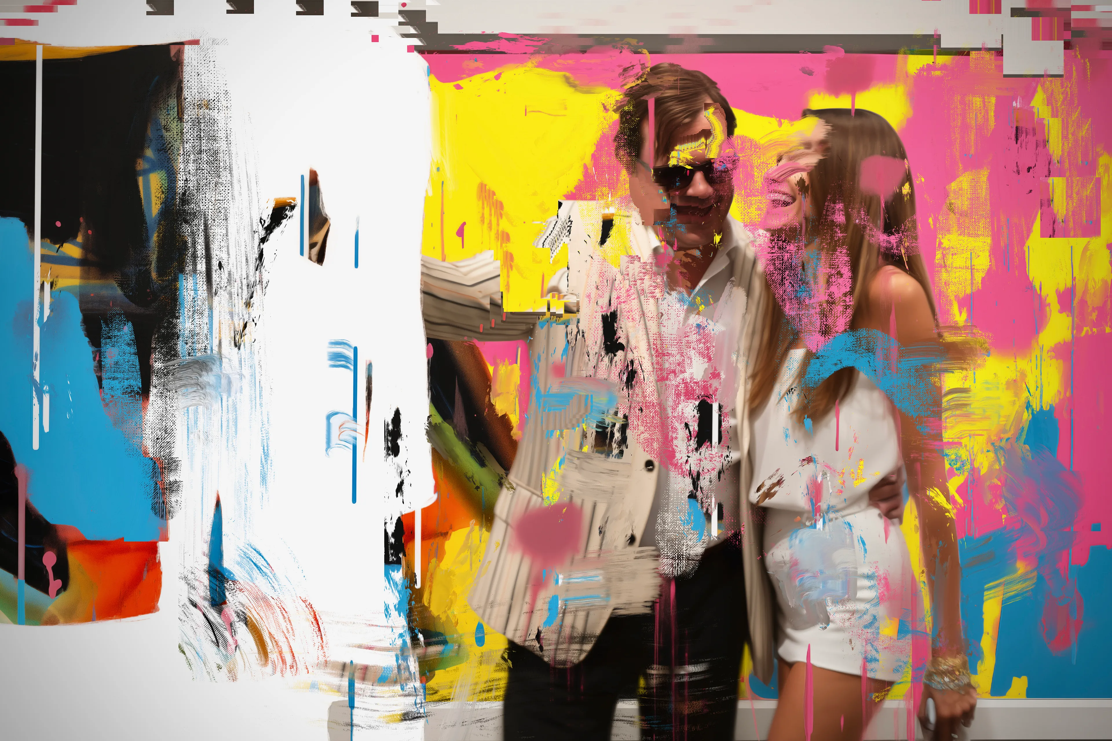 "LA Gallerist" from Harman’s "Art Fair" series is a riotous jab at the self-indulgent antics that unfold at art fairs. Here's an LA gallery maven, marinated in too much Napa red, suddenly anointed as the arbiter of artistic merit at Art Basel Miami. He parades through the aisles, his Californian paintings—those vibrant, sun-drenched canvases—under arm, as he bellows scathing verdicts on the 'inferior' art of photorealism. 

This art warrior, brandishing expletives as his chosen weaponry, meets his match in the form of security, who escort him out, turning him from gallery god to art fair outcast.  The painting is a masterstroke of satire, capturing the absurd theater of the art market—a place where sometimes the spectacle of the scene outshines the art itself.






