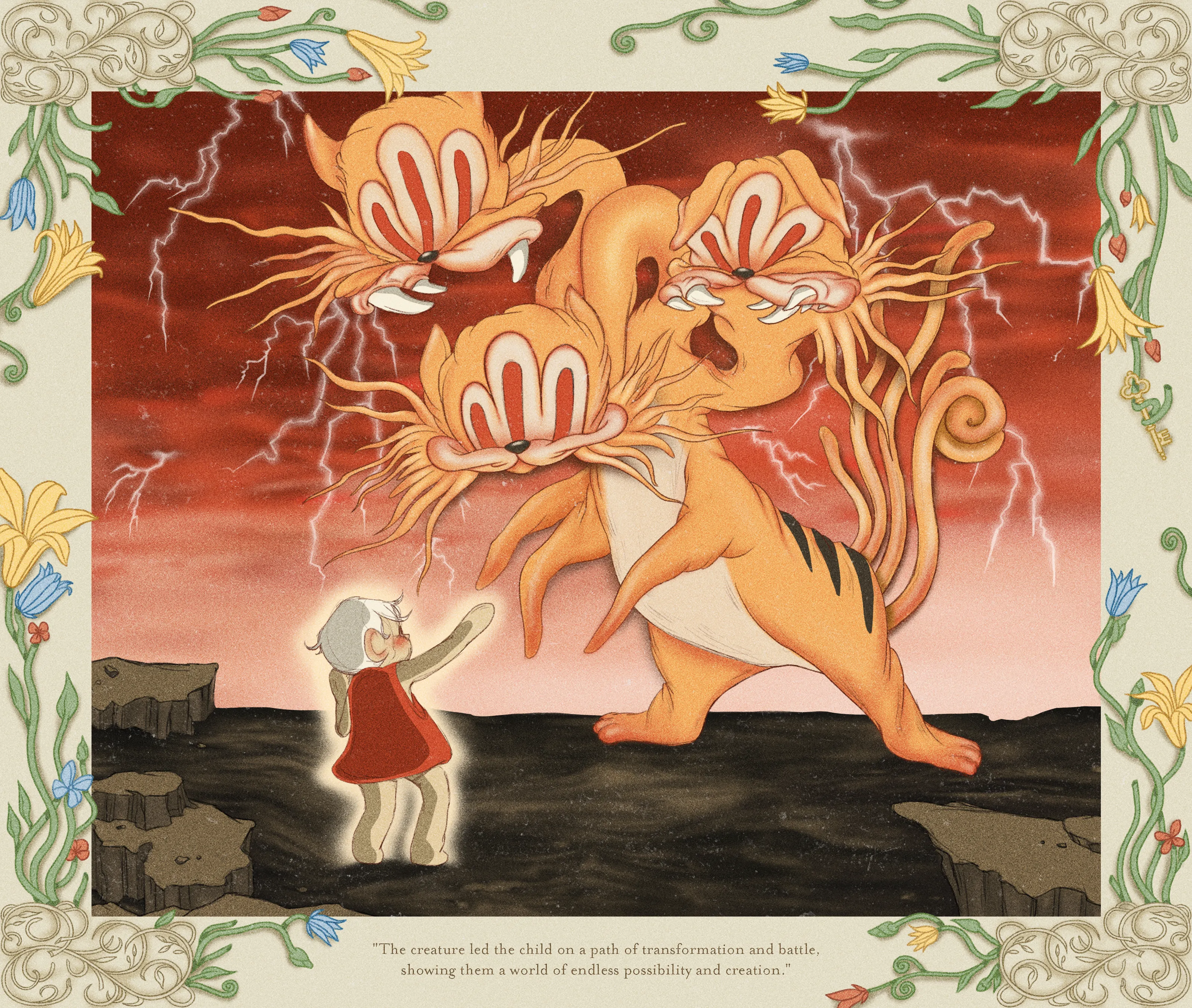 “Perils of Sēsē” is an illustrative generative-meets-hand drawn digital art series by All Seeing Seneca. The artwork pays homage to the aesthetics and structure of storybooks and analog animation techniques, revealing the artist’s take on the generative genre. Seneca tells a new nonlinear, abstract narrative about the reflection of Self.