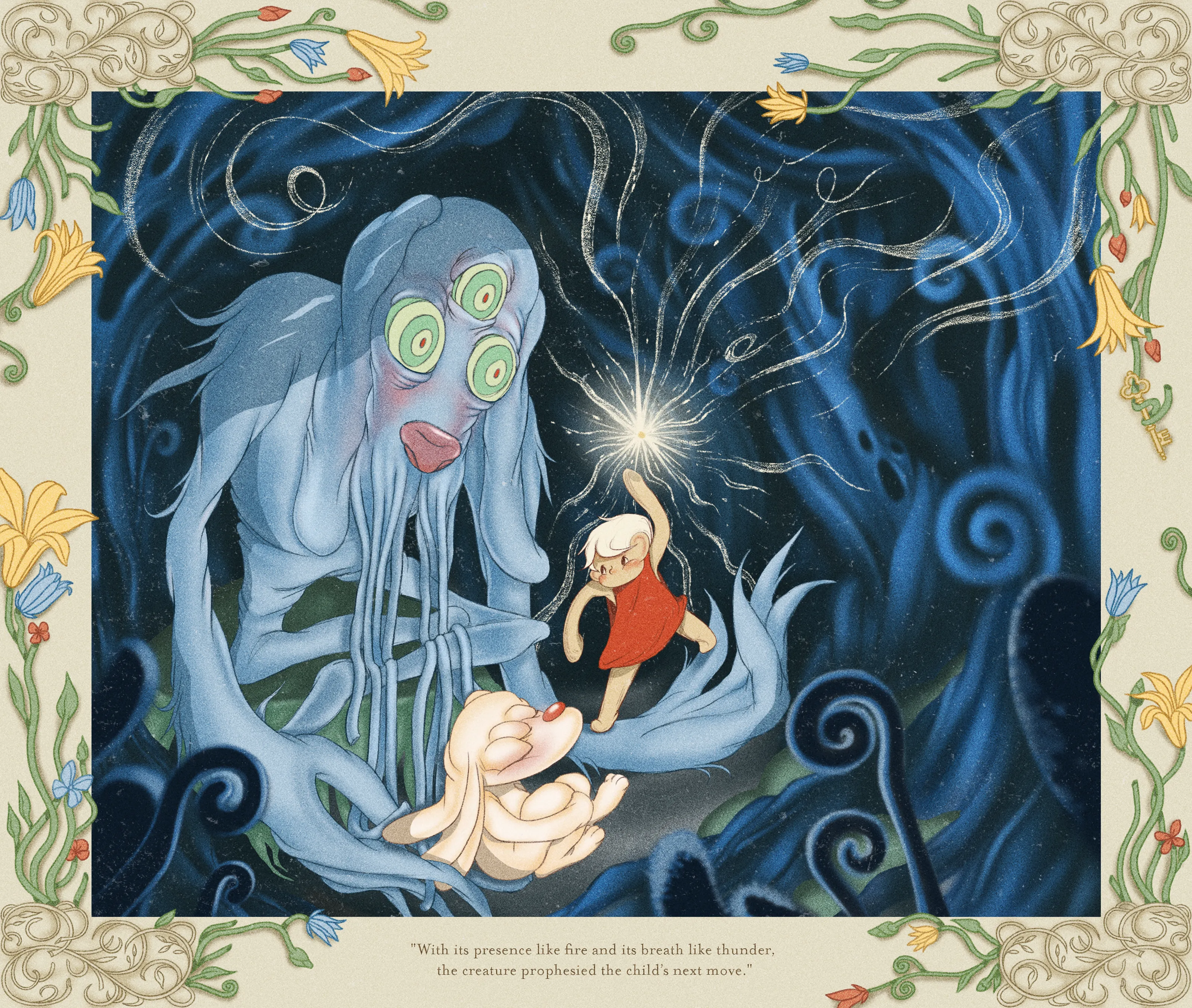 “Perils of Sēsē” is an illustrative generative-meets-hand drawn digital art series by All Seeing Seneca. The artwork pays homage to the aesthetics and structure of storybooks and analog animation techniques, revealing the artist’s take on the generative genre. Seneca tells a new nonlinear, abstract narrative about the reflection of Self.