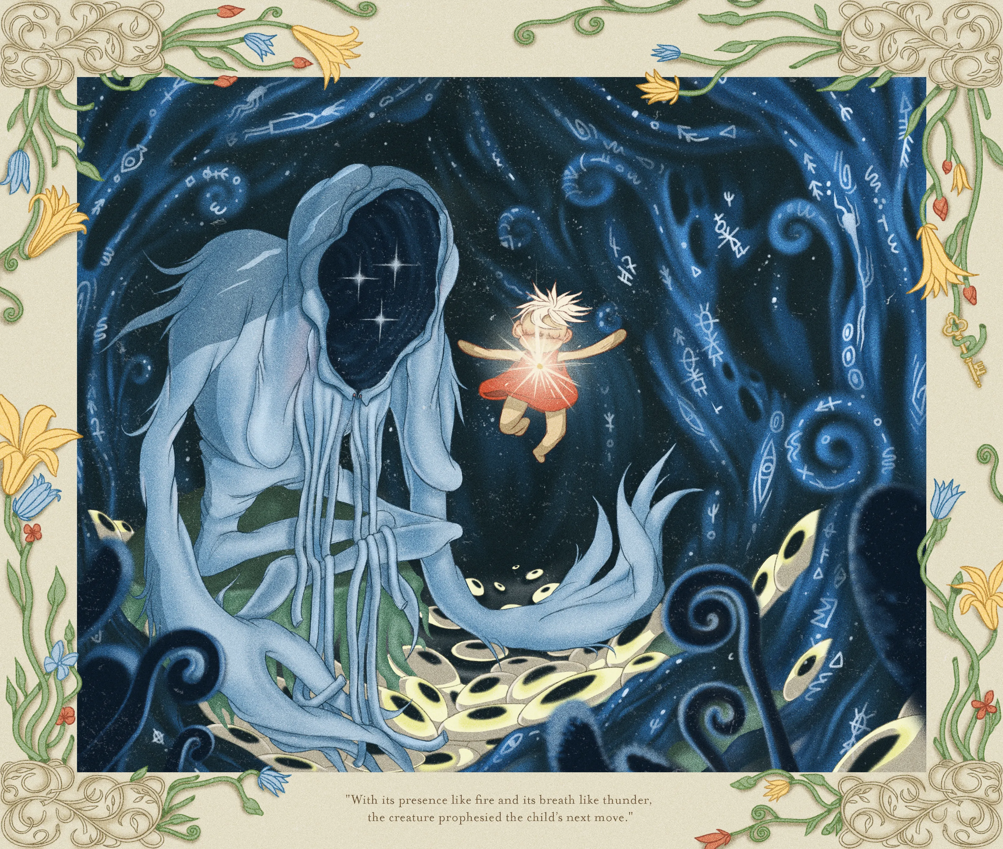 “Perils of Sēsē” is an illustrative generative-meets-hand drawn digital art series by All Seeing Seneca. The artwork pays homage to the aesthetics and structure of storybooks and analog animation techniques, revealing the artist’s take on the generative genre. Seneca tells a new nonlinear, abstract narrative about the reflection of Self.