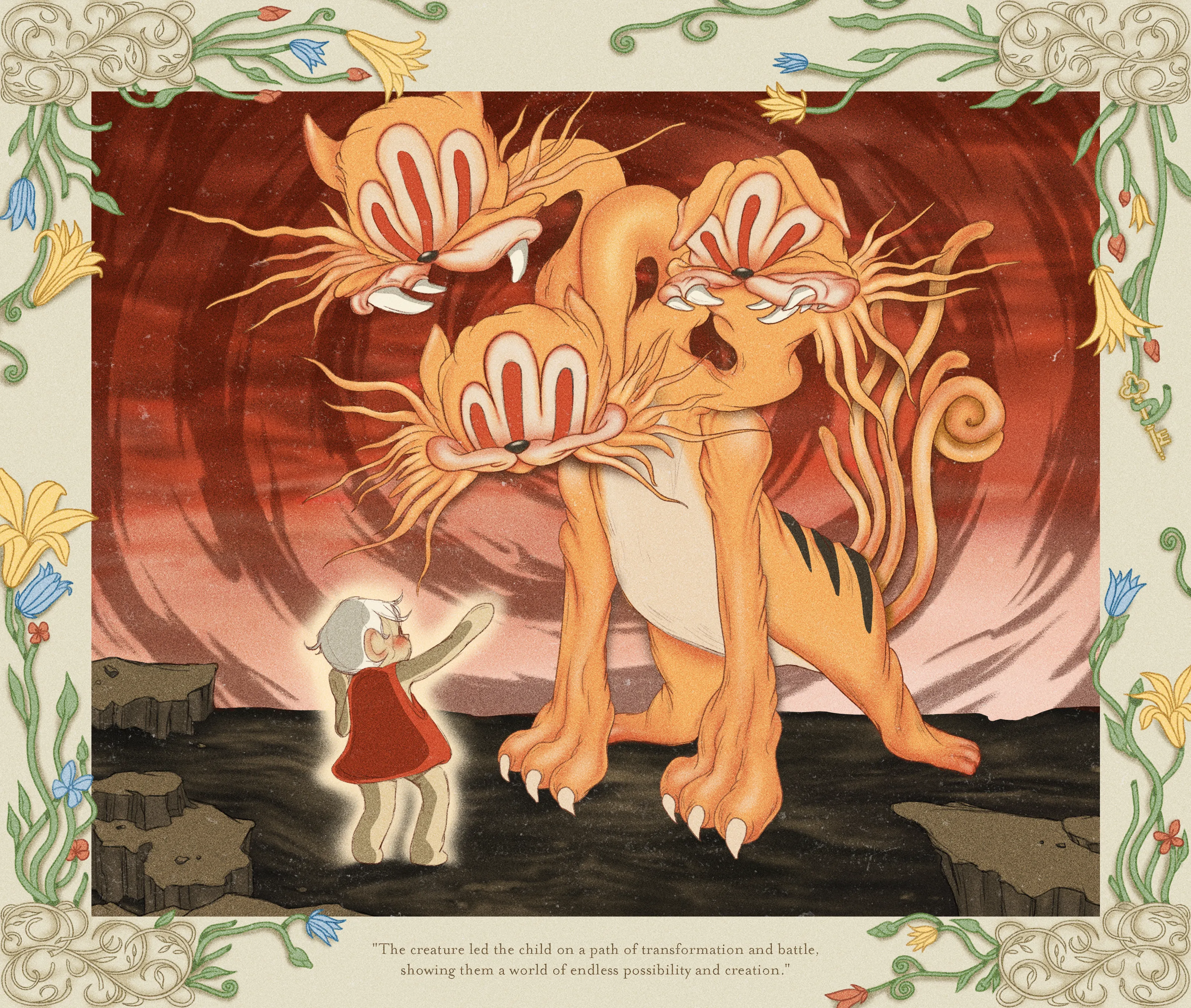 “Perils of Sēsē” is an illustrative generative-meets-hand drawn digital art series by All Seeing Seneca. The artwork pays homage to the aesthetics and structure of storybooks and analog animation techniques, revealing the artist’s take on the generative genre. Seneca tells a new nonlinear, abstract narrative about the reflection of Self.