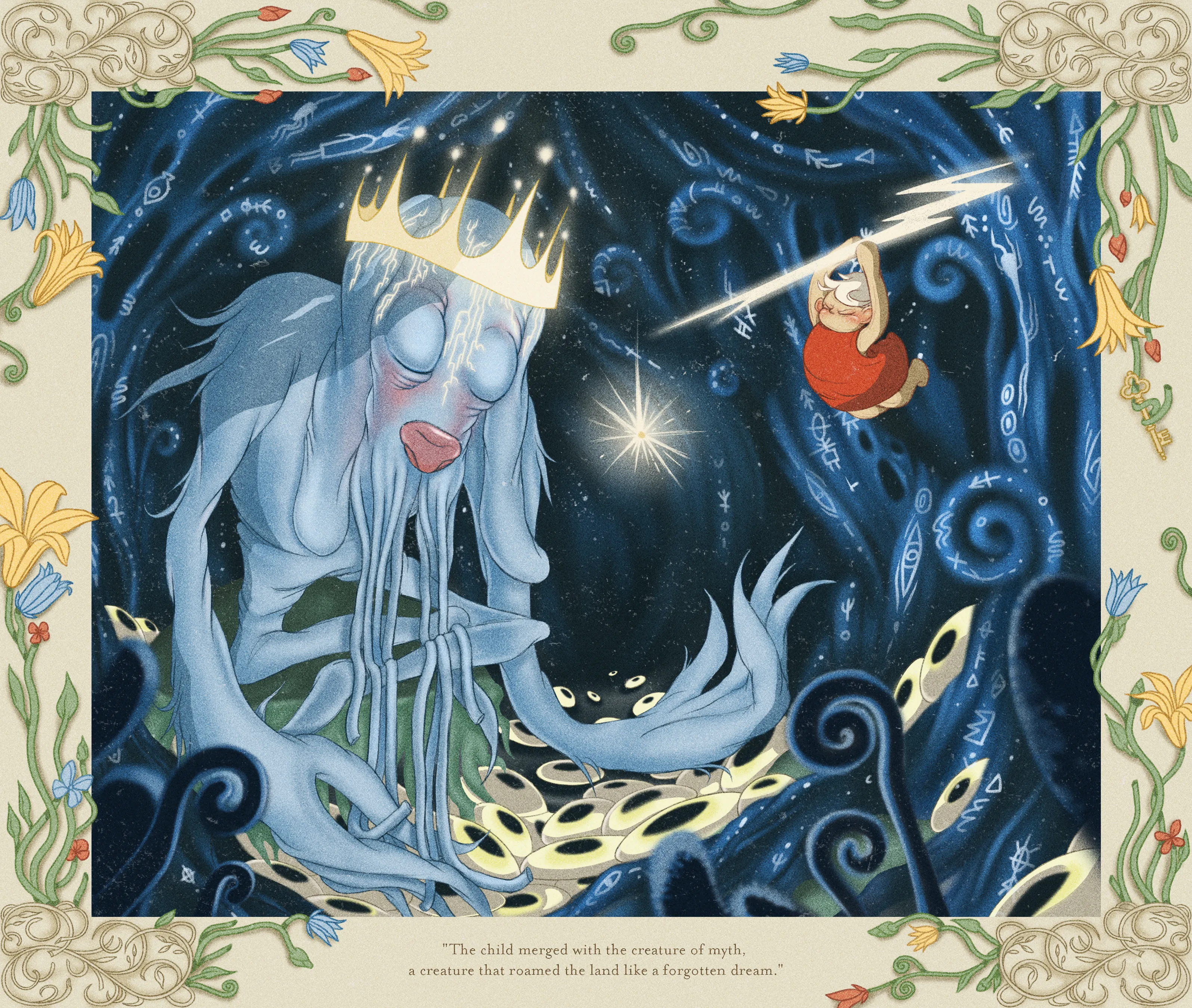“Perils of Sēsē” is an illustrative generative-meets-hand drawn digital art series by All Seeing Seneca. The artwork pays homage to the aesthetics and structure of storybooks and analog animation techniques, revealing the artist’s take on the generative genre. Seneca tells a new nonlinear, abstract narrative about the reflection of Self.