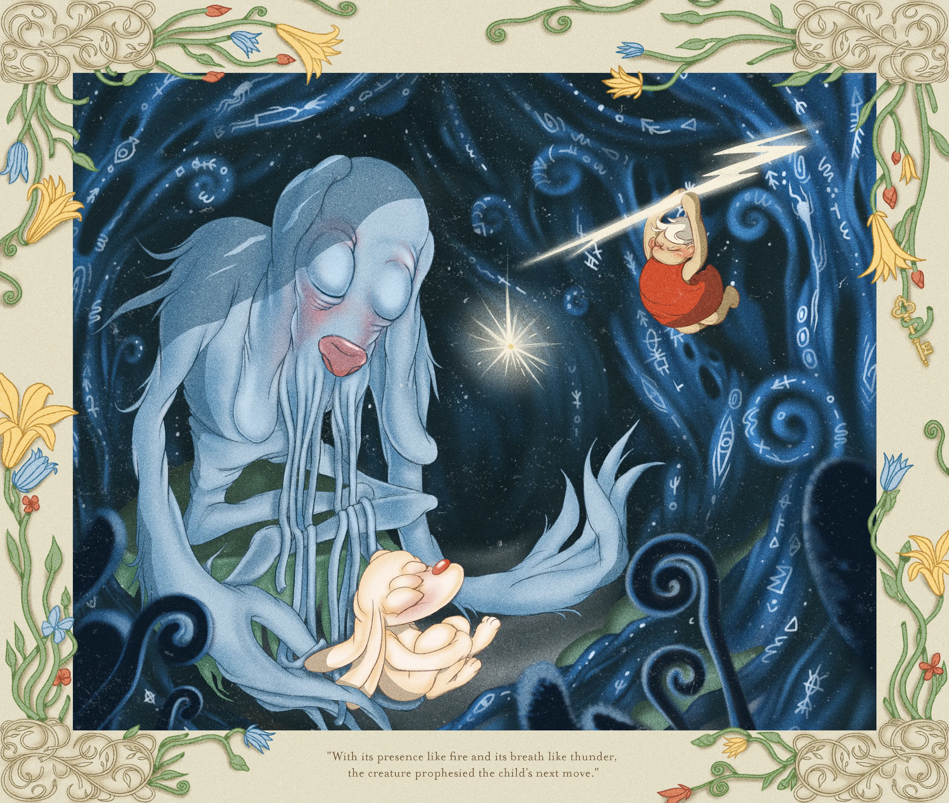 “Perils of Sēsē” is an illustrative generative-meets-hand drawn digital art series by All Seeing Seneca. The artwork pays homage to the aesthetics and structure of storybooks and analog animation techniques, revealing the artist’s take on the generative genre. Seneca tells a new nonlinear, abstract narrative about the reflection of Self.