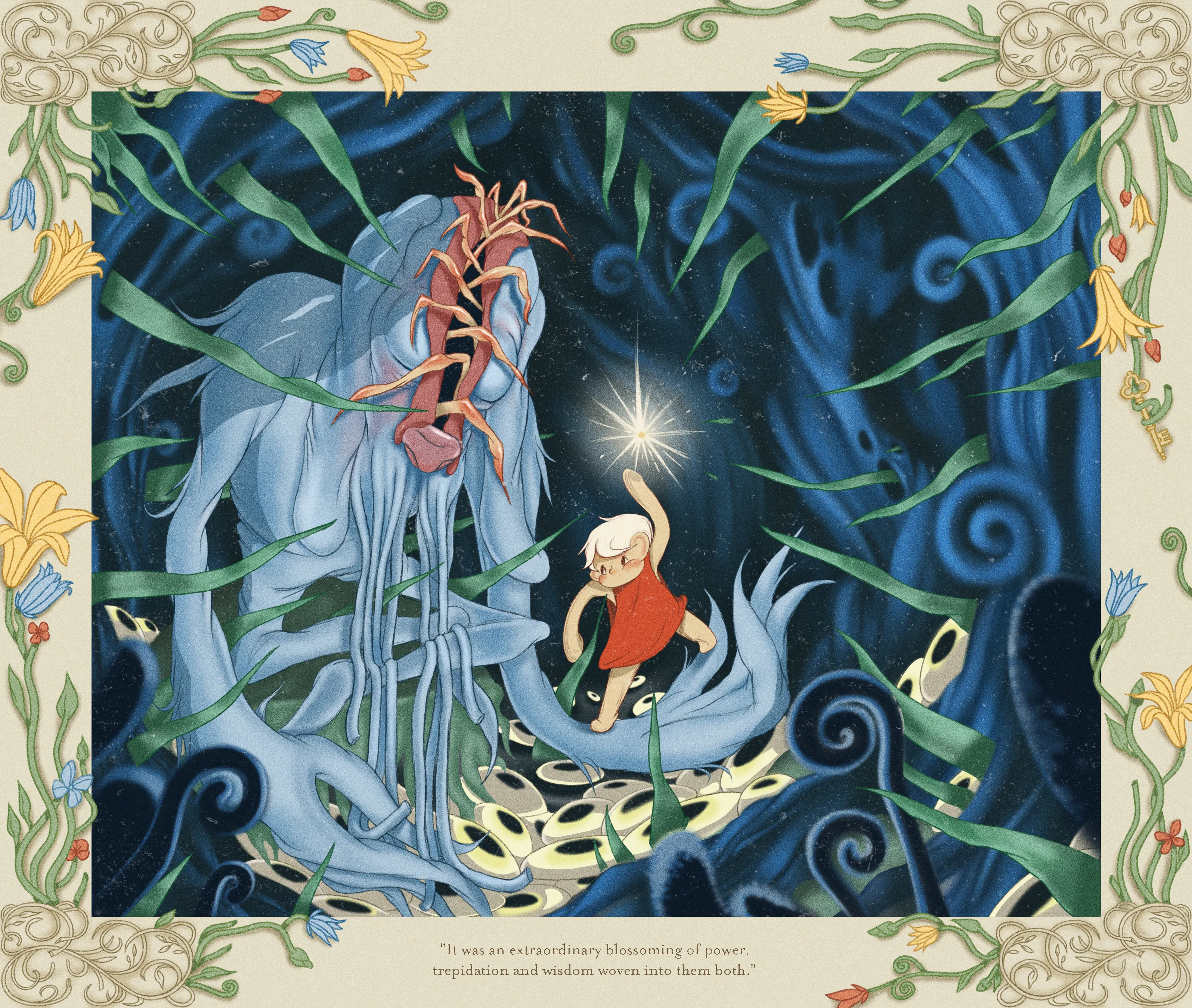 “Perils of Sēsē” is an illustrative generative-meets-hand drawn digital art series by All Seeing Seneca. The artwork pays homage to the aesthetics and structure of storybooks and analog animation techniques, revealing the artist’s take on the generative genre. Seneca tells a new nonlinear, abstract narrative about the reflection of Self.