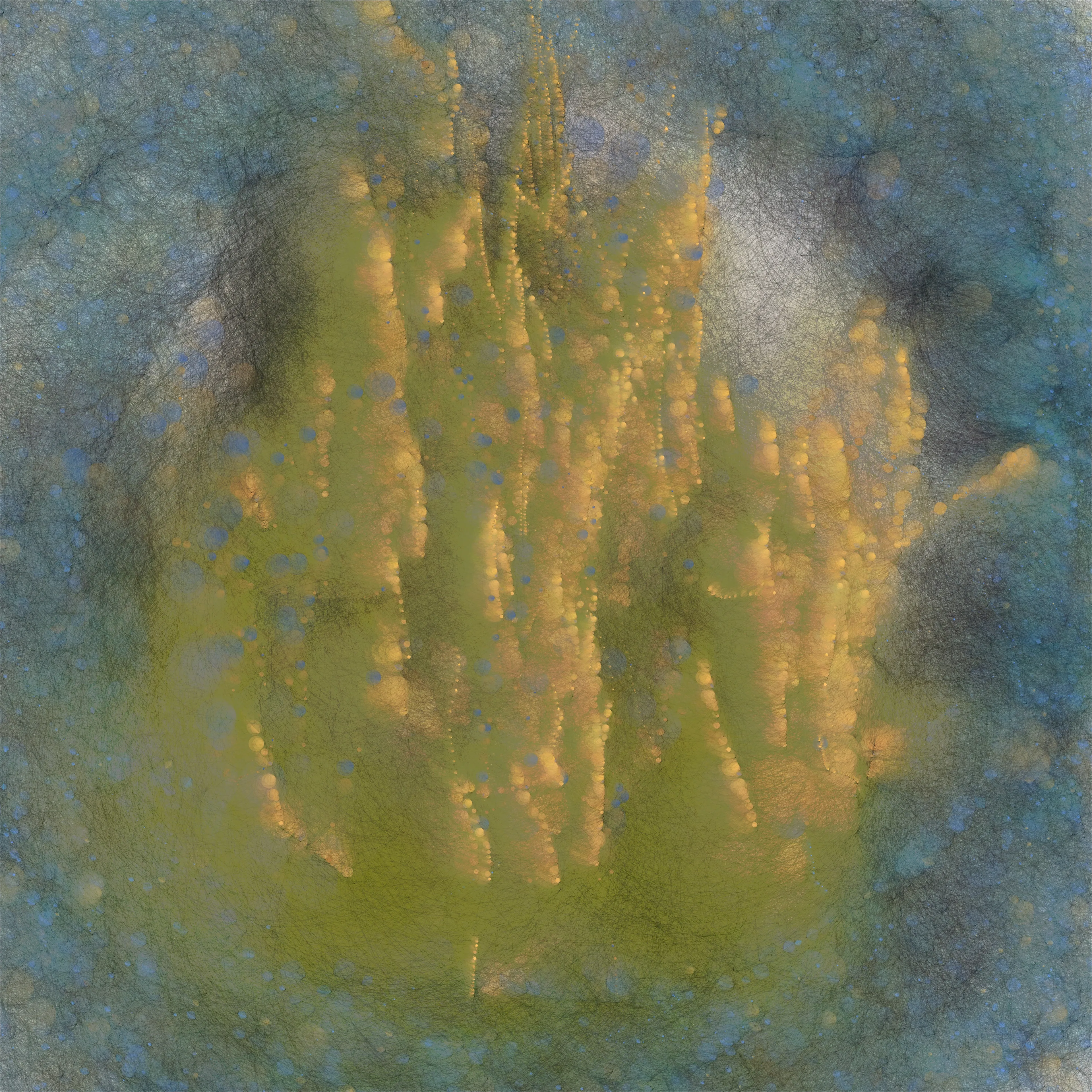 You are the product of countless tiny decisions taken over the course of your life. Stitched is an attempt to visualize one’s current self as a product of the myriad forking paths available to us. The animated version is available for view at

https://www.fxhash.xyz/gentk/307238

Stitched is generative art coded in p5.js, inspired by The Garden of Forking Paths by Borges and stylistically by French and Russian Impressionists, and Autoglyphs by Larva Labs.