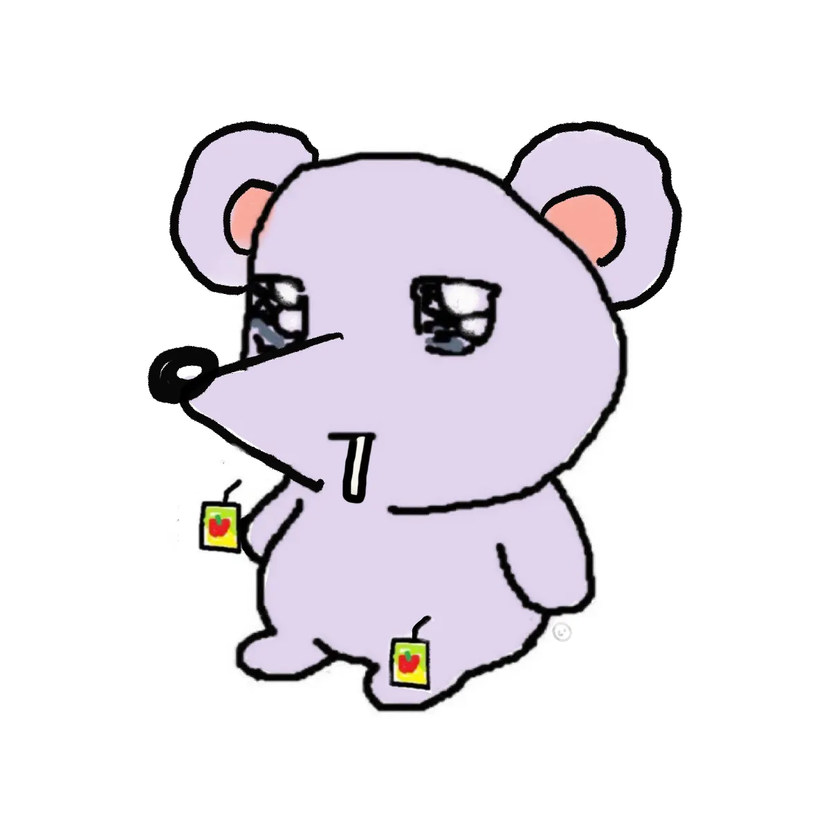 look at the purple rat sippin so chill, ooo hes vibin, and with two juices?! :O major *sip*