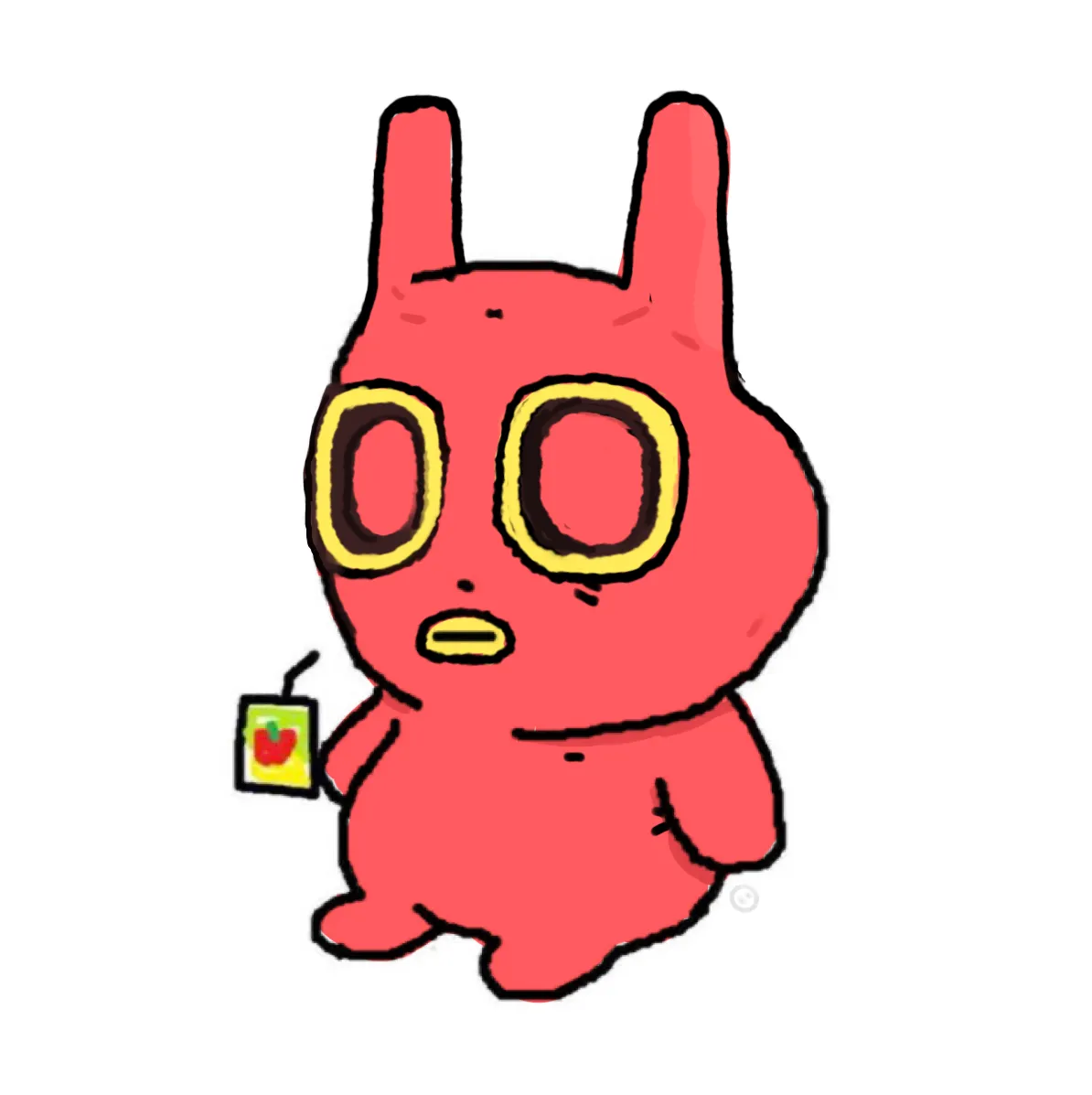 look at the lil red bunny staring into the void, sippin his heart away :) *sip*