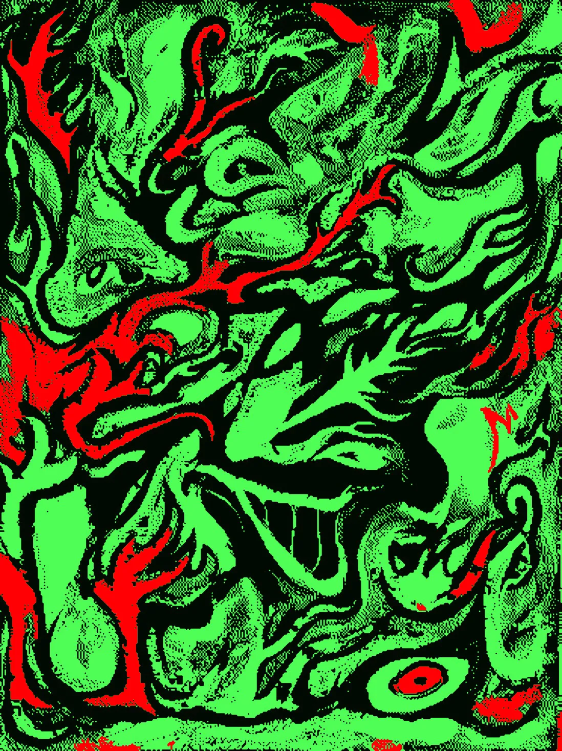 Multiple digital variations of a single acrylic painting.