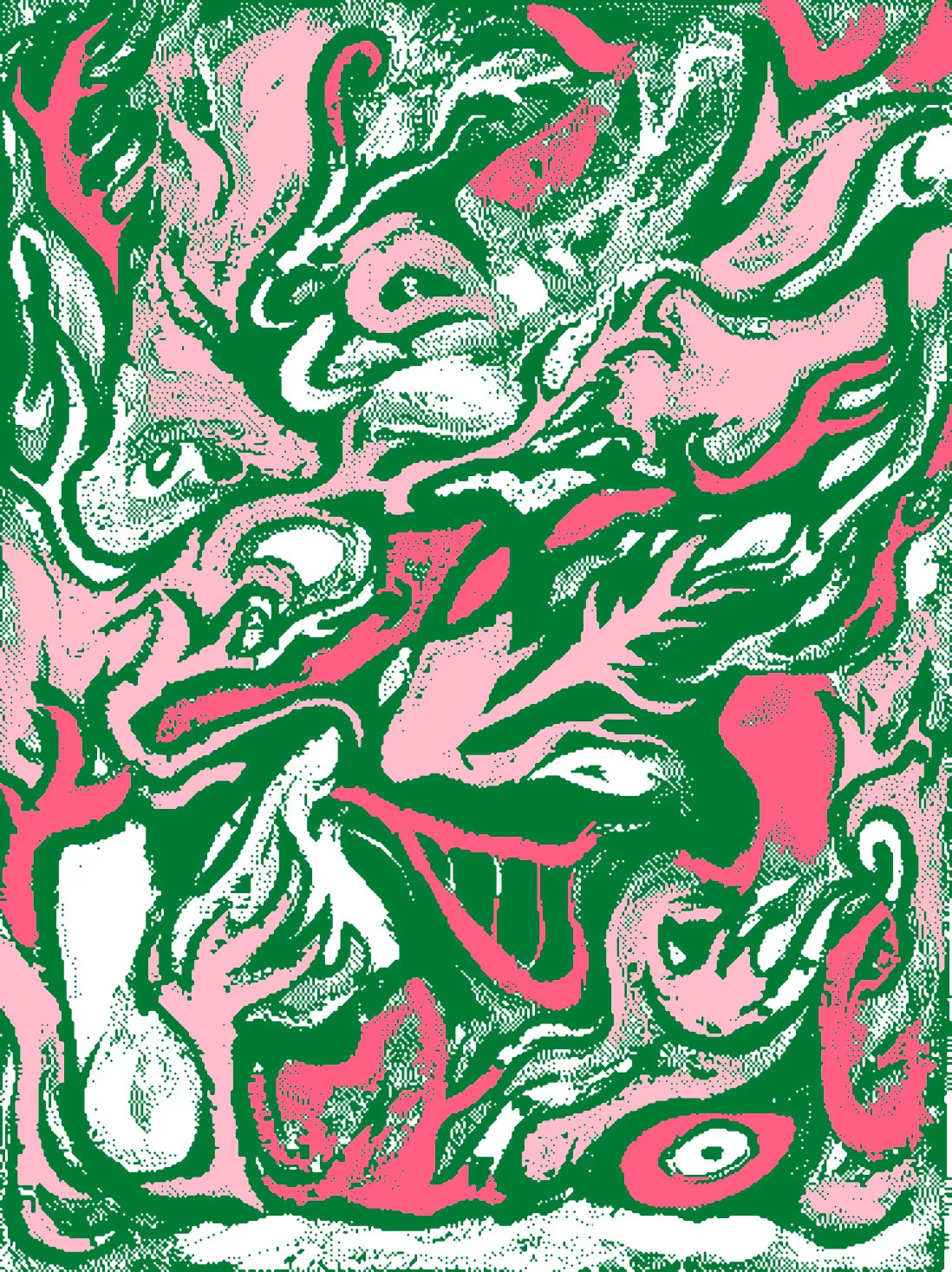 Multiple digital variations of a single acrylic painting.