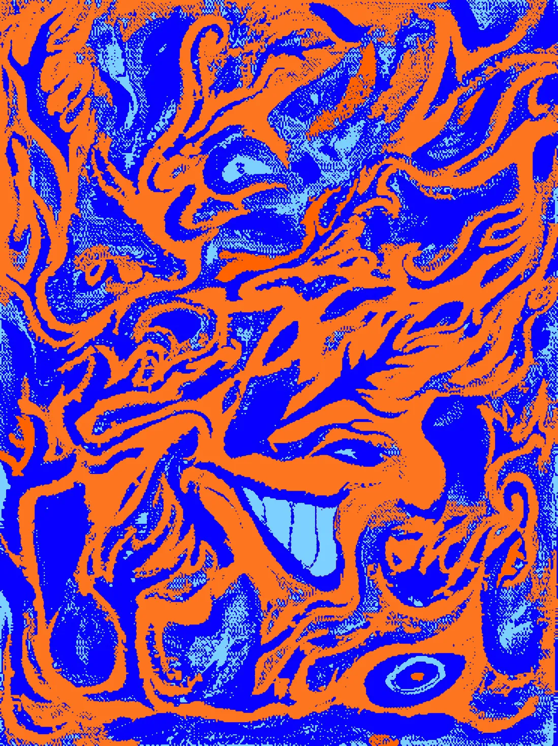 Multiple digital variations of a single acrylic painting.