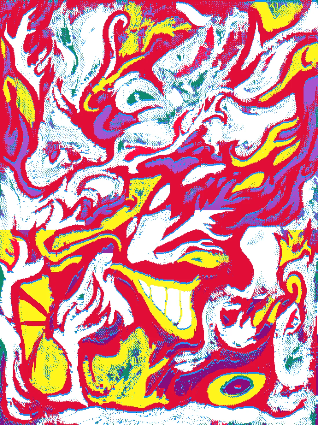 Multiple digital variations of a single acrylic painting.