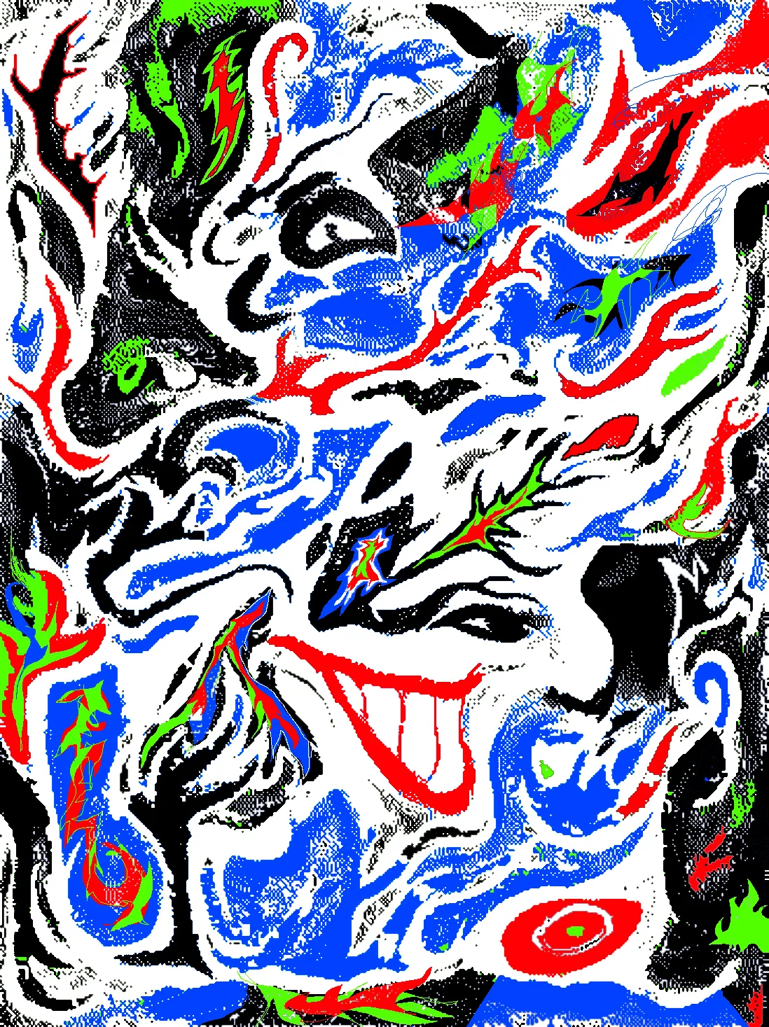 Multiple digital variations of a single acrylic painting.