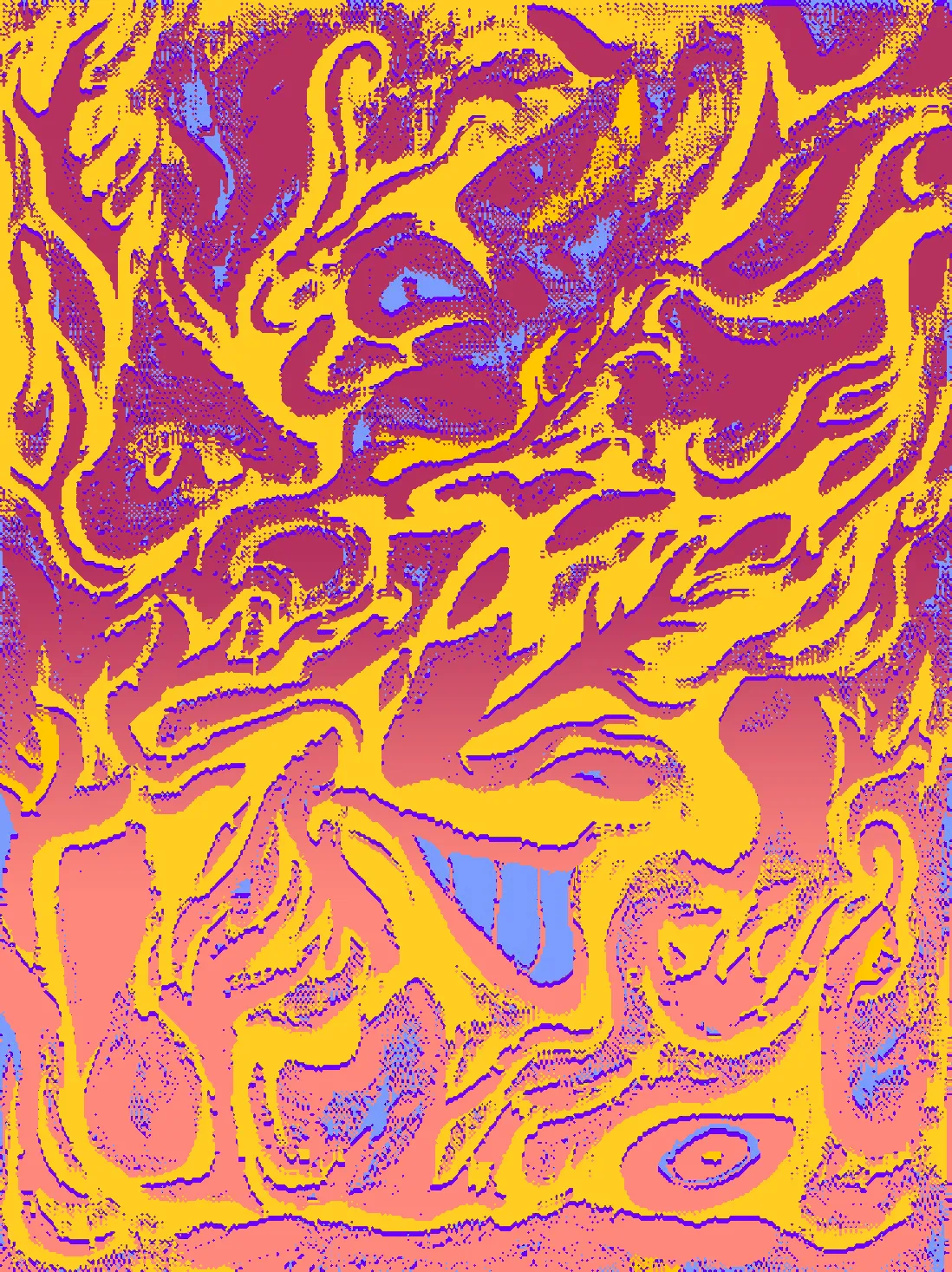 Multiple digital variations of a single acrylic painting.