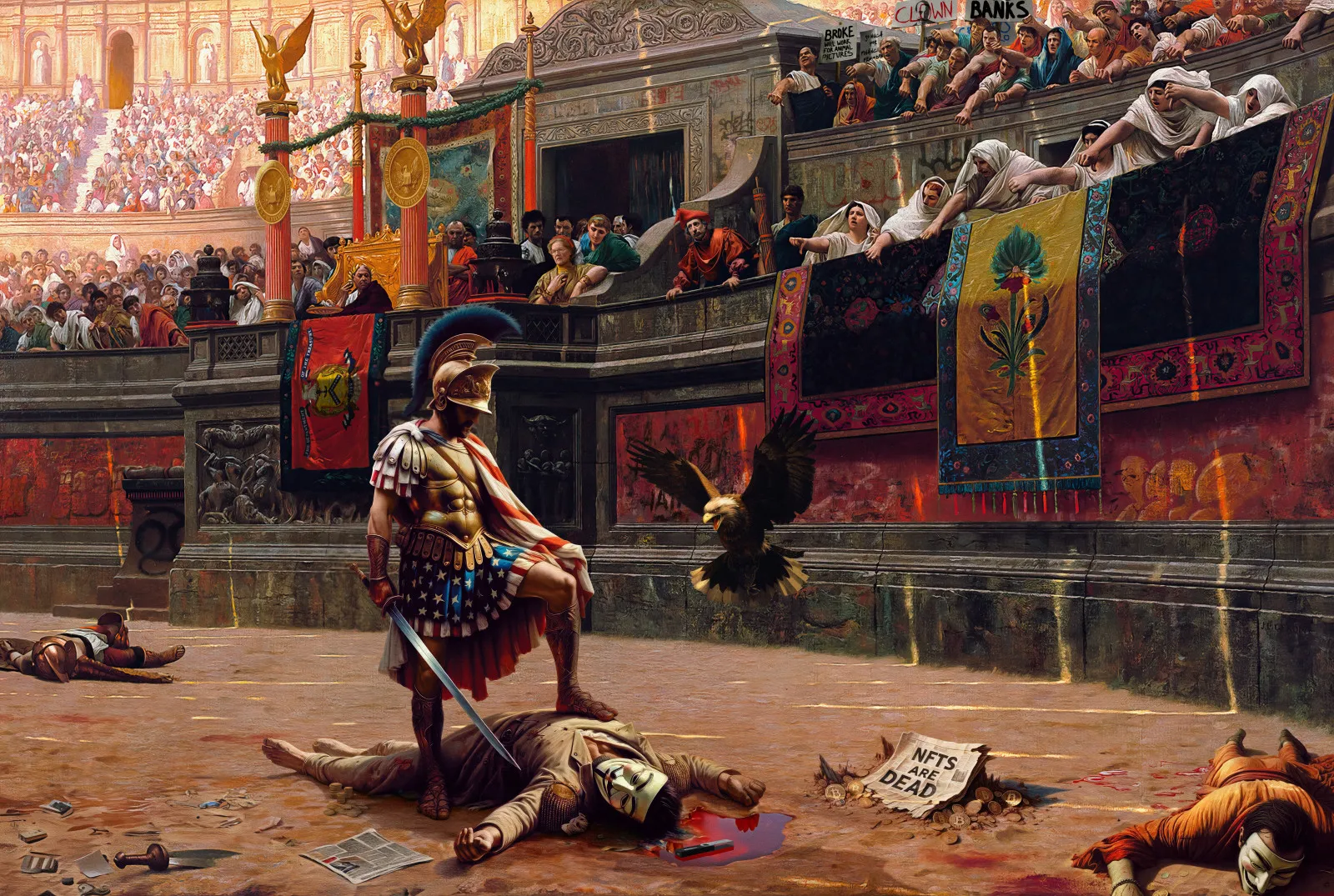 ‘Last Stand Of The Nation State’ was the artwork that kicked it all off. Released in 2020, it was the first in the Nation State Series. These works are an evolving commentary on the state of crypto and NFTs.  It has been three years and now I present you with - 

‘Triumphs of the Nation State'
9700 x 6520 pixels 
Digital Collage in Photoshop
2023

Holders Open Edition:

This is an Open edition that will be available for $40 dollars for holders of either [The Sativa State](https://www.niftygateway.com/marketplace/collectible/0x3c7503bd7d66c15e13cbc42953436e598d37c792), [The Last Stand of The Nation State](https://www.niftygateway.com/marketplace/collection/0xb9abb6e7fdc06fe25ac96d3da1c3ef4651ec660a/1), [Revenge of the Nation State](https://www.niftygateway.com/marketplace/collection/0xdbd9cfdaa4715bc869bb87ae393c84dd9da38fb2/1), or the [ Animated version of the Revenge of the Nation State](https://www.niftygateway.com/collections/ssholderscriteriatoken)

**Mint for holders will be open from 6:30pm to 7:30pm EST on 11/07, Limit one per Nifty Gateway account**

Public Open Edition:

**Public mint for non holders will be open from 6:30pm to 7:30pm EST on 11/08 and will priced at $120 per edition**

**All artworks purchased during the holder's OE and the public OE will be delivered upon closing of the public purchase window on 11/08**

Three open editions have been reserved for the artist.