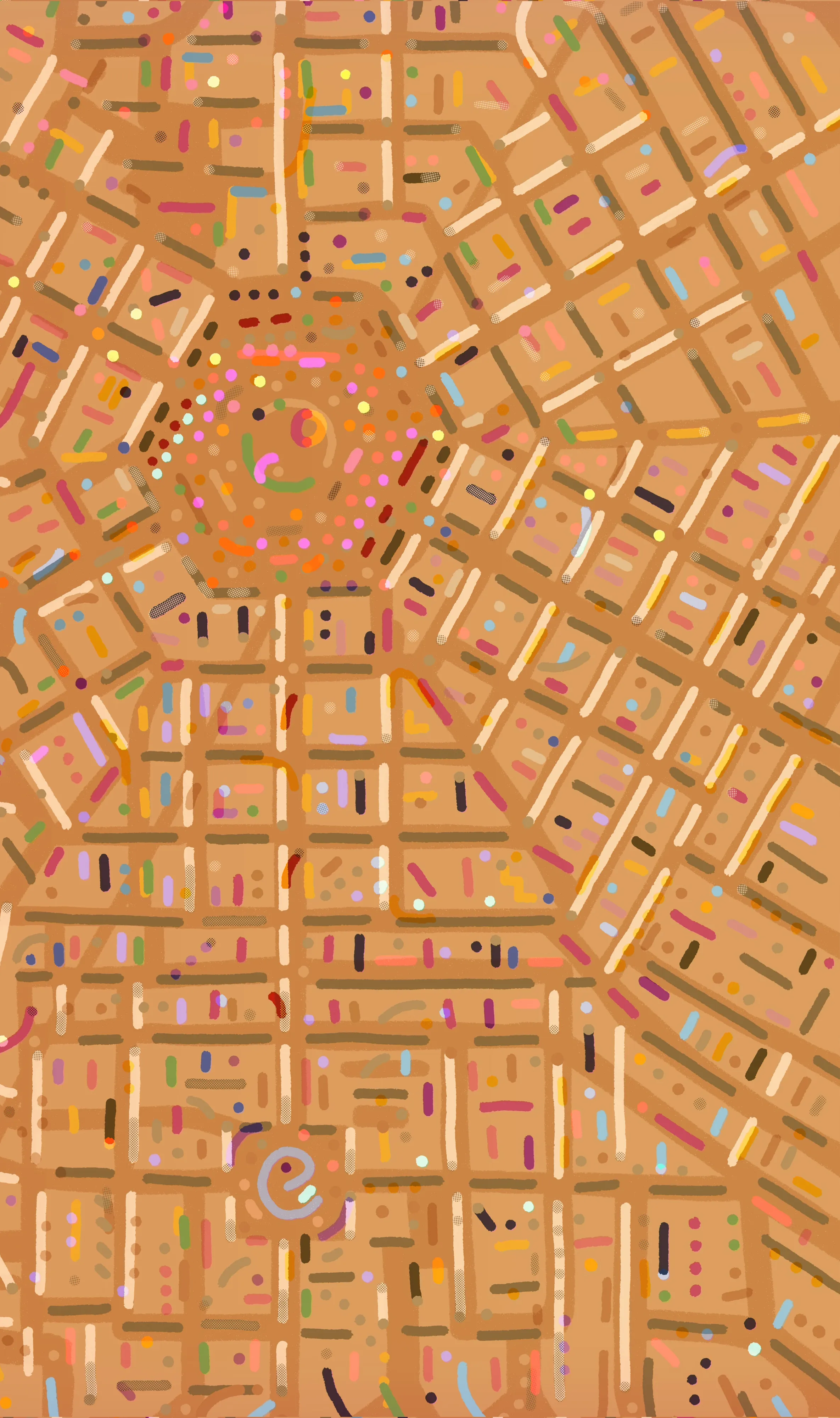 Efdot explores the interplay of memory, movement and design, capturing the search for connection across city grids.

In Cities // Italy, nine digitally hand-drawn works combine to form a unified composition, reflecting Italy’s influence on urban design, architecture and community gathering spots. 

Each piece is informed by maps, travel and aerial imagery, drawing parallels between timeless spaces and the digital intersections we navigate today.