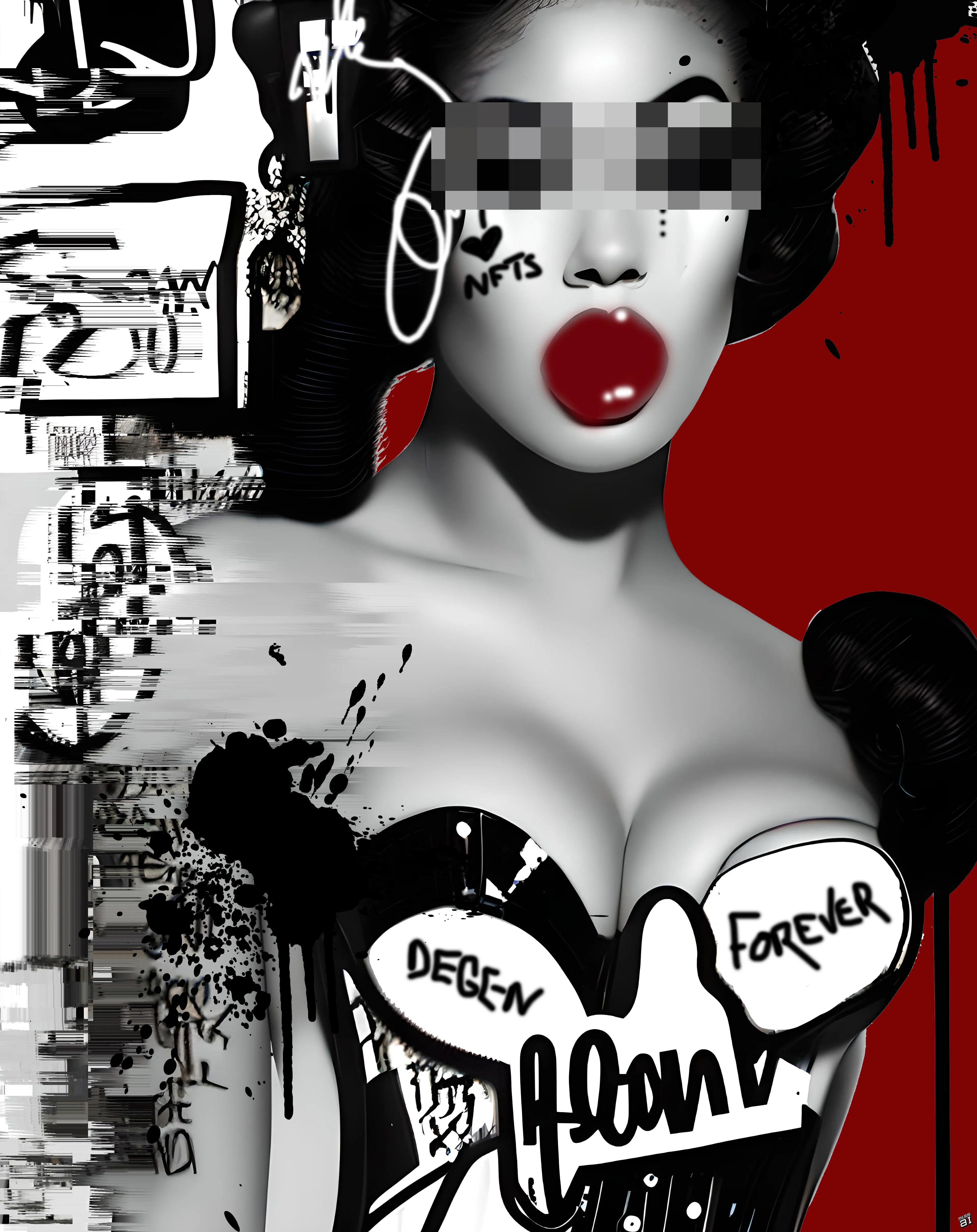 Buckle up, crypto connoisseurs and blockchain buccaneers, the "CRYPTO PIN-UPS" collection is here! This isn't just a series of digital delicacies; it's a full-on cultural cyclone that's ripping through the art world like a hash rate hurricane. 

Miss AL Simpson has captured the essence of the degen spirit – that relentless pursuit of the non-conformist, the HODLing heart of the blockchain rebel. These glitch-goddess pop art NFTs are not mere JPEGs to be flipped for a quick gain; they're your flag in the virtual ground of the metaverse, a declaration that you're not just riding the crypto wave, you ARE the wave.

Every stroke of digital brush and pixelated glitch in the "CRYPTO PIN-UPS" is a story of defiance against the traditional, a manifesto of the movement that's shaking the foundations of finance and art itself. They are the chronicles of blockchain battles, the sultry smiles of Satoshi's dreams, and the gaze of Ethereum's promise, all wrapped in a package that screams 'decentralize me'.

In the labyrinth of ledger lines and the rave of the crypto rush, these pin-ups are the siren songs, luring the true degens to the deeper waters of high art and higher stakes. To hold one is to hold a piece of the blockchain itself, a shard of the code that is the beating heart of our digital dawn.

So, are you in, or are you out? Are you ready to stake your claim with the "CRYPTO PIN-UPS", to embed your essence in the immutable ledger of art history? 

Collect your own "CRYPTO PIN-UP" and hodl her closely...