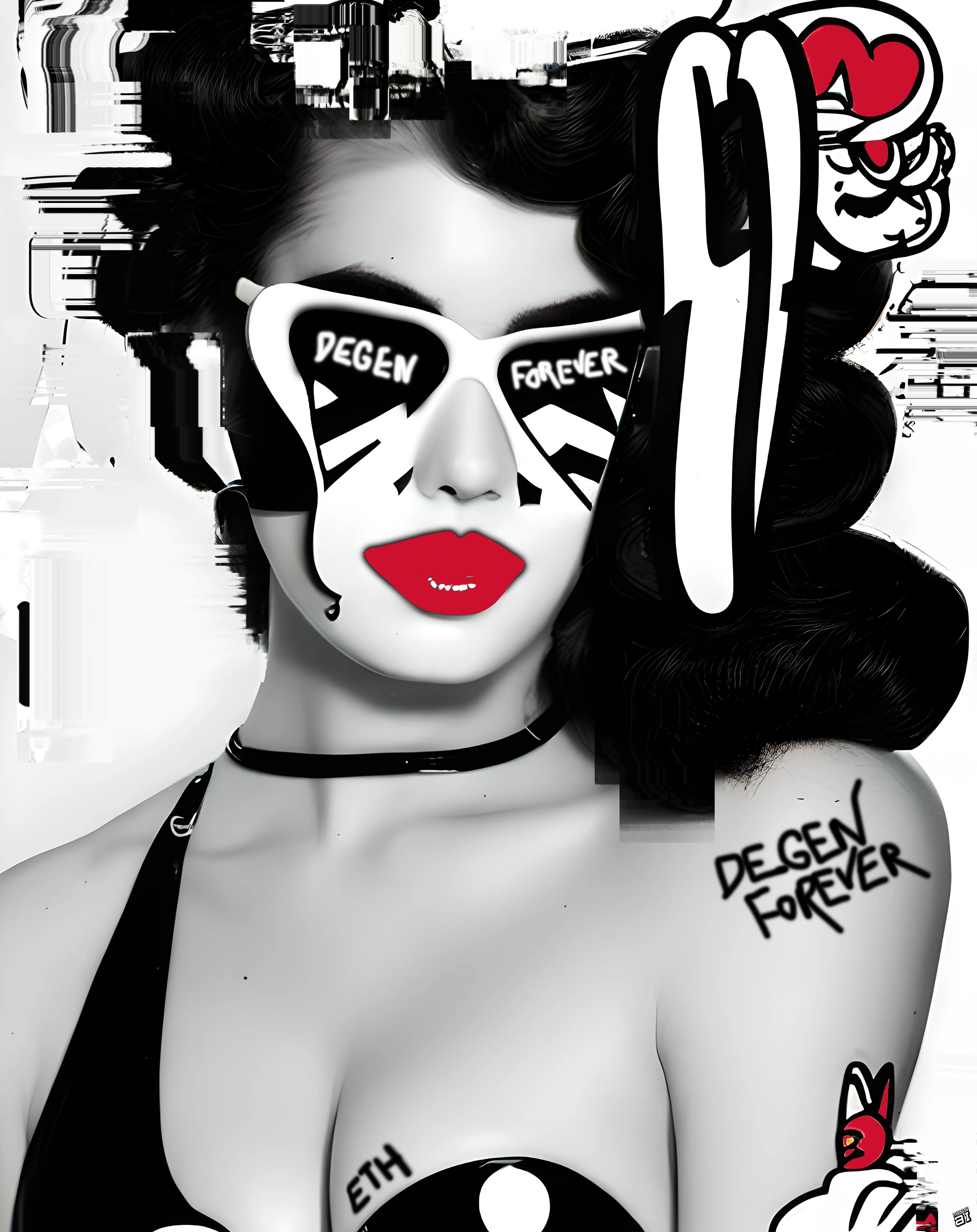 Buckle up, crypto connoisseurs and blockchain buccaneers, the "CRYPTO PIN-UPS" collection is here! This isn't just a series of digital delicacies; it's a full-on cultural cyclone that's ripping through the art world like a hash rate hurricane. 

Miss AL Simpson has captured the essence of the degen spirit – that relentless pursuit of the non-conformist, the HODLing heart of the blockchain rebel. These glitch-goddess pop art NFTs are not mere JPEGs to be flipped for a quick gain; they're your flag in the virtual ground of the metaverse, a declaration that you're not just riding the crypto wave, you ARE the wave.

Every stroke of digital brush and pixelated glitch in the "CRYPTO PIN-UPS" is a story of defiance against the traditional, a manifesto of the movement that's shaking the foundations of finance and art itself. They are the chronicles of blockchain battles, the sultry smiles of Satoshi's dreams, and the gaze of Ethereum's promise, all wrapped in a package that screams 'decentralize me'.

In the labyrinth of ledger lines and the rave of the crypto rush, these pin-ups are the siren songs, luring the true degens to the deeper waters of high art and higher stakes. To hold one is to hold a piece of the blockchain itself, a shard of the code that is the beating heart of our digital dawn.

So, are you in, or are you out? Are you ready to stake your claim with the "CRYPTO PIN-UPS", to embed your essence in the immutable ledger of art history? 

Collect your own "CRYPTO PIN-UP" and hodl her closely...