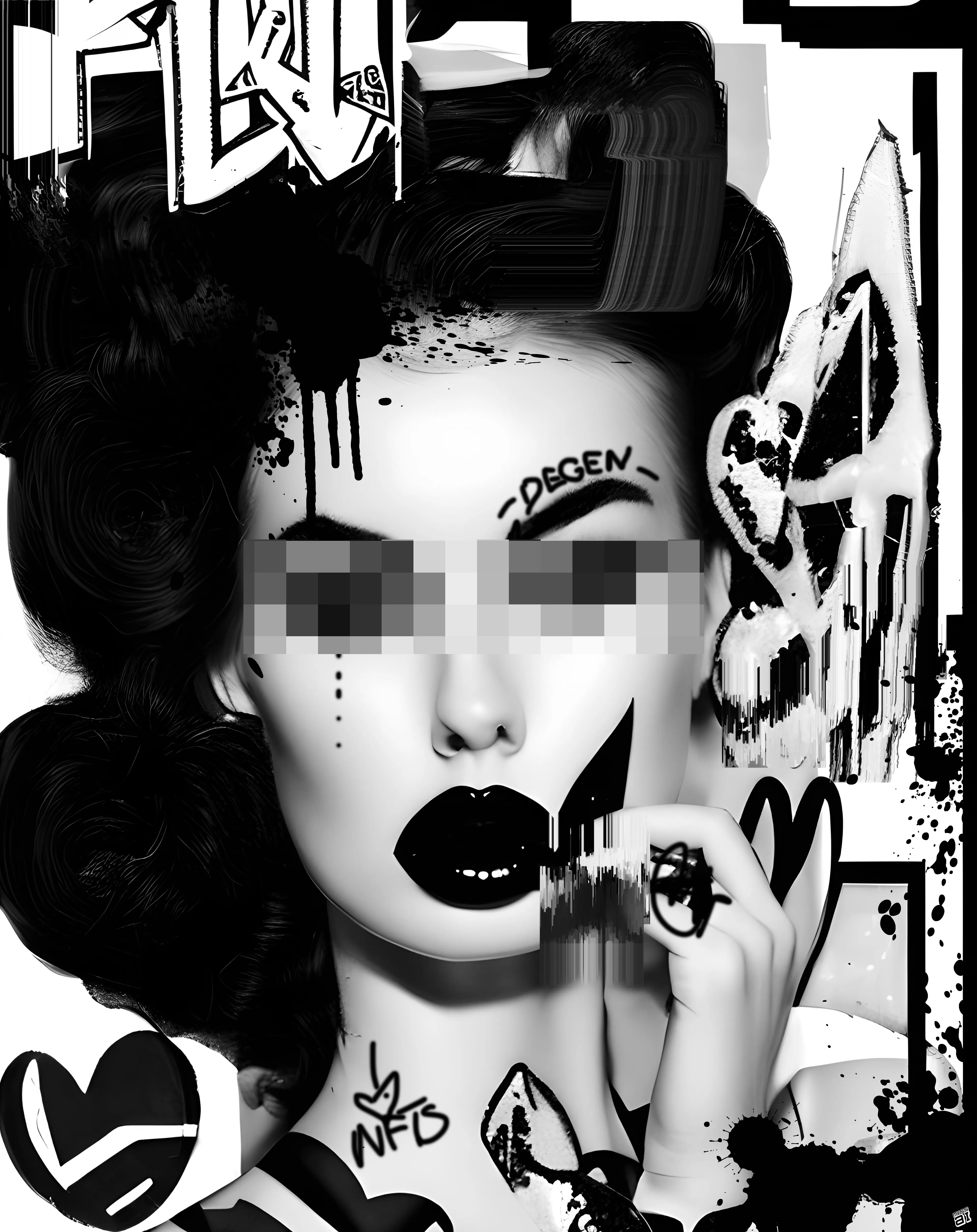 Buckle up, crypto connoisseurs and blockchain buccaneers, the "CRYPTO PIN-UPS" collection is here! This isn't just a series of digital delicacies; it's a full-on cultural cyclone that's ripping through the art world like a hash rate hurricane. 

Miss AL Simpson has captured the essence of the degen spirit – that relentless pursuit of the non-conformist, the HODLing heart of the blockchain rebel. These glitch-goddess pop art NFTs are not mere JPEGs to be flipped for a quick gain; they're your flag in the virtual ground of the metaverse, a declaration that you're not just riding the crypto wave, you ARE the wave.

Every stroke of digital brush and pixelated glitch in the "CRYPTO PIN-UPS" is a story of defiance against the traditional, a manifesto of the movement that's shaking the foundations of finance and art itself. They are the chronicles of blockchain battles, the sultry smiles of Satoshi's dreams, and the gaze of Ethereum's promise, all wrapped in a package that screams 'decentralize me'.

In the labyrinth of ledger lines and the rave of the crypto rush, these pin-ups are the siren songs, luring the true degens to the deeper waters of high art and higher stakes. To hold one is to hold a piece of the blockchain itself, a shard of the code that is the beating heart of our digital dawn.

So, are you in, or are you out? Are you ready to stake your claim with the "CRYPTO PIN-UPS", to embed your essence in the immutable ledger of art history? 

Collect your own "CRYPTO PIN-UP" and hodl her closely...