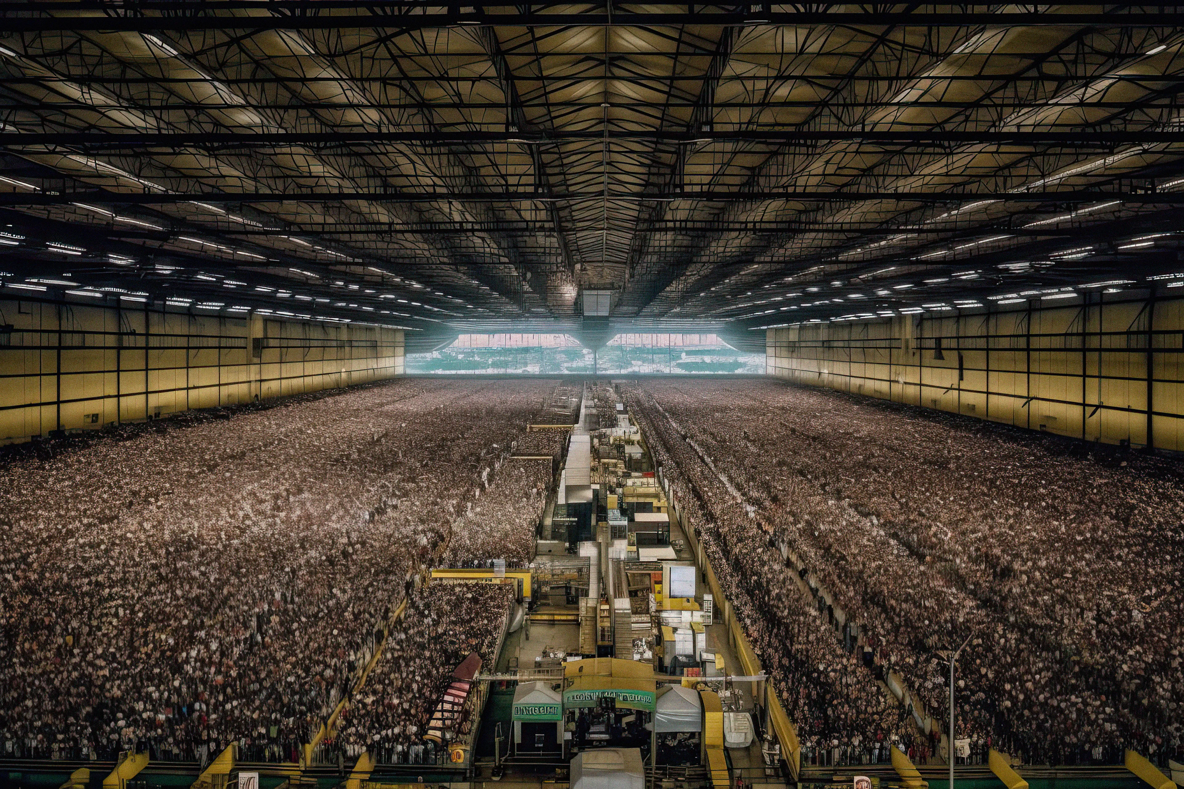 "Overpopulated Symphonies" is a collection of AI post-photography that immerses viewers in a commentary on the contemporary human condition. Through sprawling images of densely populated urban landscapes and human gatherings, the collection reduces individuals to minuscule points, forming an overwhelming sea of indistinguishable dots.

Beyond the literal portrayal of overpopulation, this collection utilizes the metaphor of crowd density as an analogy for the inundation of information in our modern era. It poses questions about identity, individuality, and the struggles faced by the human mind in processing and prioritizing the relentless surge of data we encounter daily. The figures in these photographs transcend mere physical bodies; they represent thoughts, ideas, and information, all vying for recognition and space within the confines of our mental landscapes. With humans depicted as dots in a chaotic neural network, these artworks serve as an allegory for the phenomenon of information overload.

The title "Overpopulated Symphonies" intends to evoke the intricate and often overwhelming nature of our current reality. "Overpopulated" alludes to the physical density of human gatherings depicted in the collection, but also metaphorically refers to the overflow of information and ideas that bombard us incessantly. The term "Symphonies" suggests a sense of harmony and order, offering an optimistic counterpoint to the chaos portrayed. It hints at the potential for synchronicity to arise from apparent disarray.