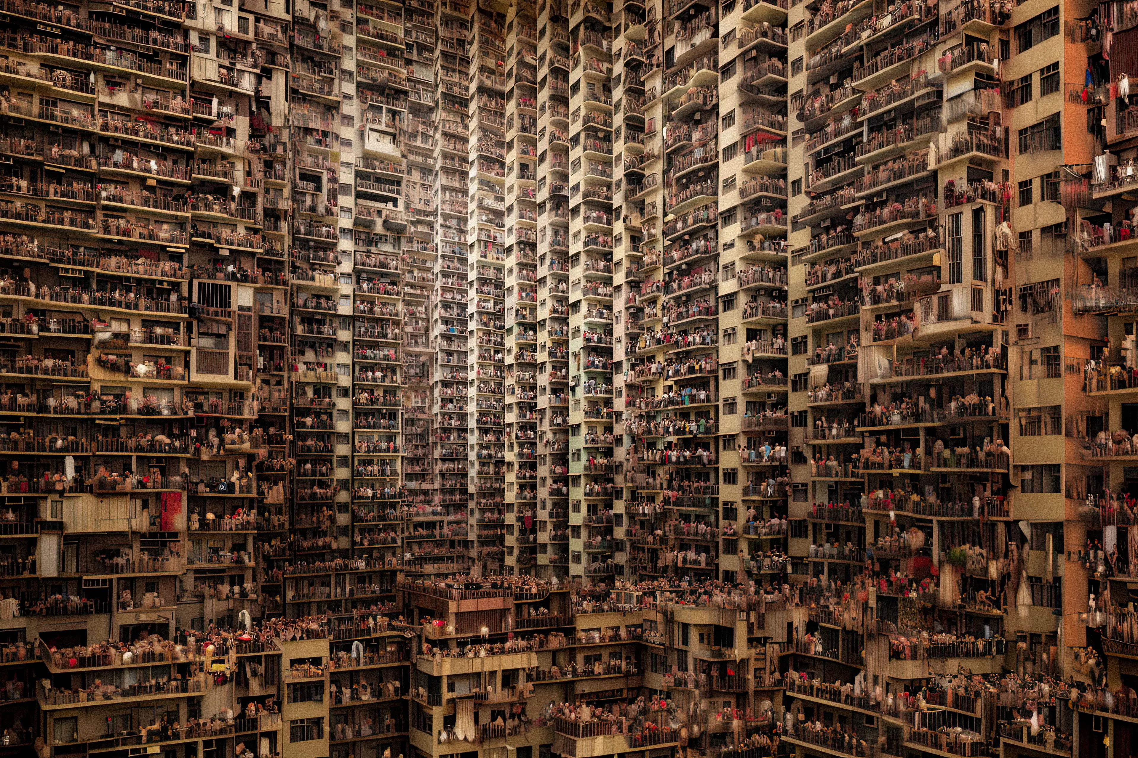 "Overpopulated Symphonies" is a collection of AI post-photography that immerses viewers in a commentary on the contemporary human condition. Through sprawling images of densely populated urban landscapes and human gatherings, the collection reduces individuals to minuscule points, forming an overwhelming sea of indistinguishable dots.

Beyond the literal portrayal of overpopulation, this collection utilizes the metaphor of crowd density as an analogy for the inundation of information in our modern era. It poses questions about identity, individuality, and the struggles faced by the human mind in processing and prioritizing the relentless surge of data we encounter daily. The figures in these photographs transcend mere physical bodies; they represent thoughts, ideas, and information, all vying for recognition and space within the confines of our mental landscapes. With humans depicted as dots in a chaotic neural network, these artworks serve as an allegory for the phenomenon of information overload.

The title "Overpopulated Symphonies" intends to evoke the intricate and often overwhelming nature of our current reality. "Overpopulated" alludes to the physical density of human gatherings depicted in the collection, but also metaphorically refers to the overflow of information and ideas that bombard us incessantly. The term "Symphonies" suggests a sense of harmony and order, offering an optimistic counterpoint to the chaos portrayed. It hints at the potential for synchronicity to arise from apparent disarray.