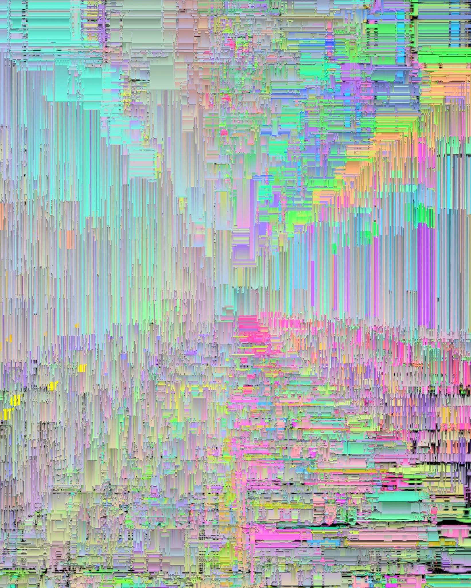 I imagined walking through this image many times before without realizing how much it resembles a safe place. I like to guide everyone who ever glanced at this output, through the framework of each sorted pixel stroke and feel the same way. Many years ago, when I fell for the idea of experimenting with data turned into art, I found myself hit by entrancing abstract shapes that looked somewhat familiar. Architecture has always been my inspiration to create and Casco Viejo, also known as the ‘Old Quarter’ has always been one of these places. After all, I'm referring to Panama City’s most historic district, dating back to 1673, considered one of our World Heritage Sites.

This output resembles Las Bovedas or "High Vaults" that were filled with plazas and brick-paved streets surrounded by colorful buildings. These vaults were built to protect the city from pirate attacks and now I'm using blockchain technology to preserve it. When I look at the center and the corners of this piece, I imagine light as paint slowly exuding from the cracks of each column, and everyone who ever walked by them. Look closely and then stare straight at the furthest point on the horizon.

The process of making glitch generative art that stands out is difficult, that's perhaps one of the reasons I never tried to get more results out from the same algorithm, nothing came out as warm and penetrating as this piece did, and I've been saving it for my pleasure ever since.

I chose to share this artwork in Natively Digital to be preserved through many years to come. Something that matters to me is conservation, to let my work outlive me and speak on my behalf when I no longer can. Casco Viejo, as the place I was born, meets the same purpose of preserving history and memories through the pass of time.