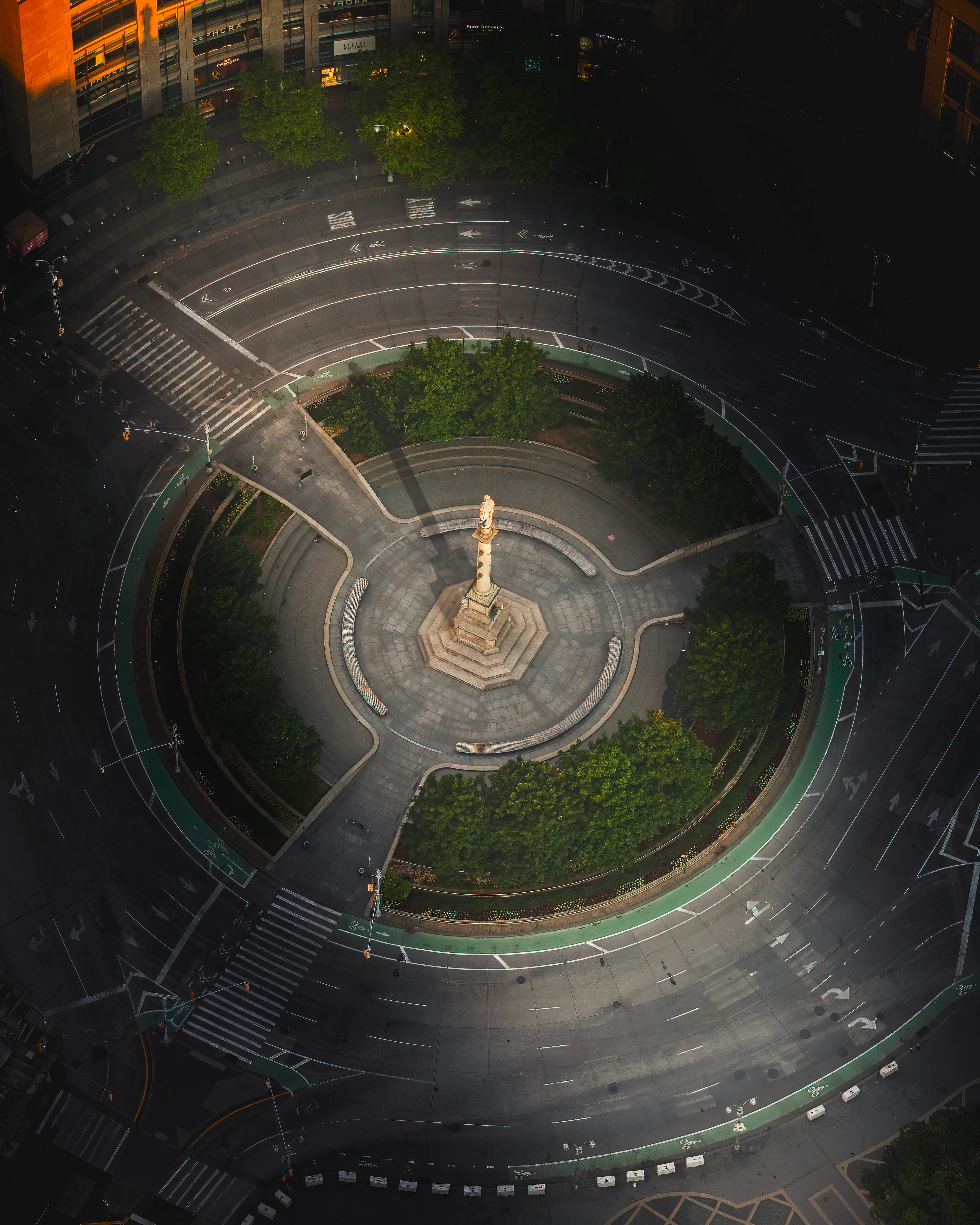 Year VI - 2020.  Deep in the heart of the pandemic and shelter in place mandates, I took the opportunity to fly over Manhattan at sunrise.  There are no real words to explain how odd it was to see little to no activity on the city streets below.  Columbus Circle is a large intersection at the southwest corner of Central Park.  At this time of day there would normally be throngs of people jogging in the park, taxis, street vendors, busses and cars everywhere.  There was only the streets and the light.  This has been one of my favorite images of that flight - because of the light, and because of the sheer starkness of the image.