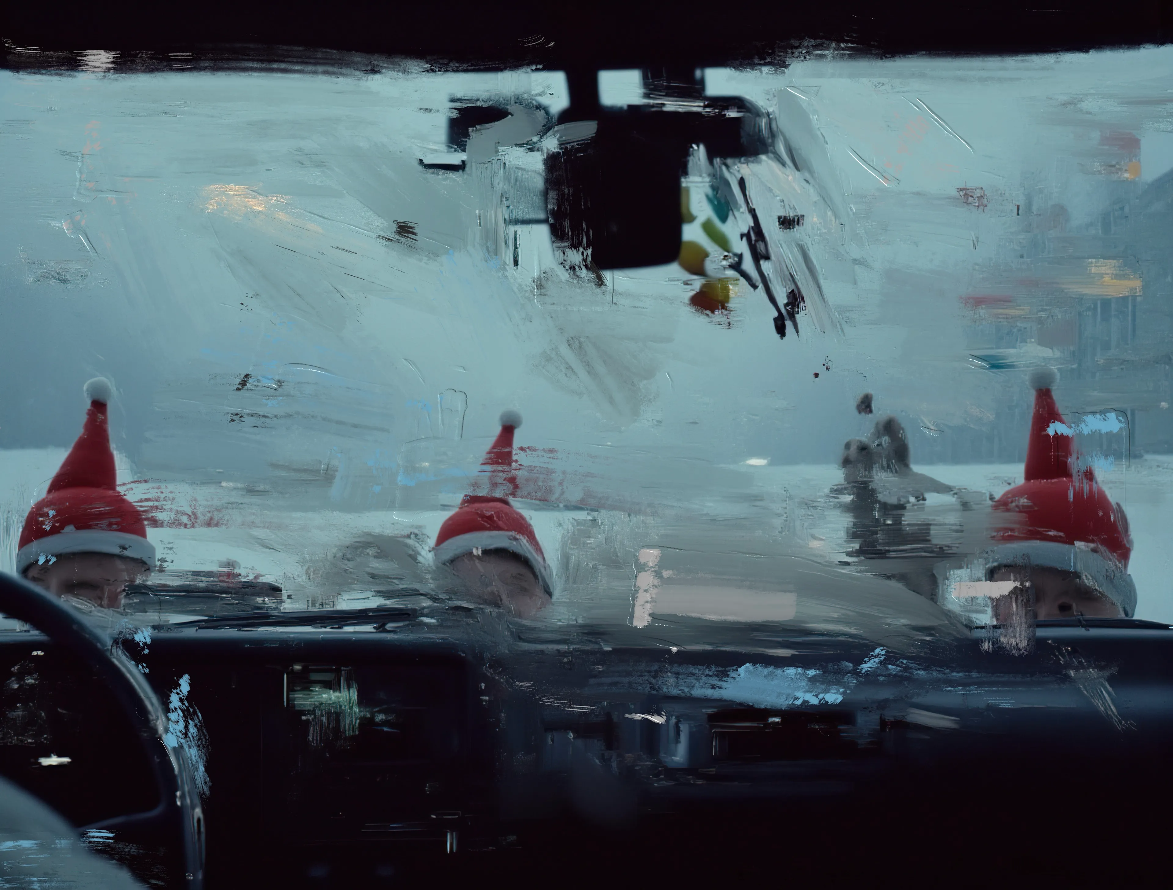 They stood at the edges of snow,
Silence stitched to their hats,
Faces lost to the glass blur of yesterday.

No road knew where they came from,
No driver knew where they’d go—
Grinning, frozen,
Ghosts of joy hailing the empty.

A backseat lull,
Santa’s laughter long buried—
And the elves,
Hitchhiking through oblivion.