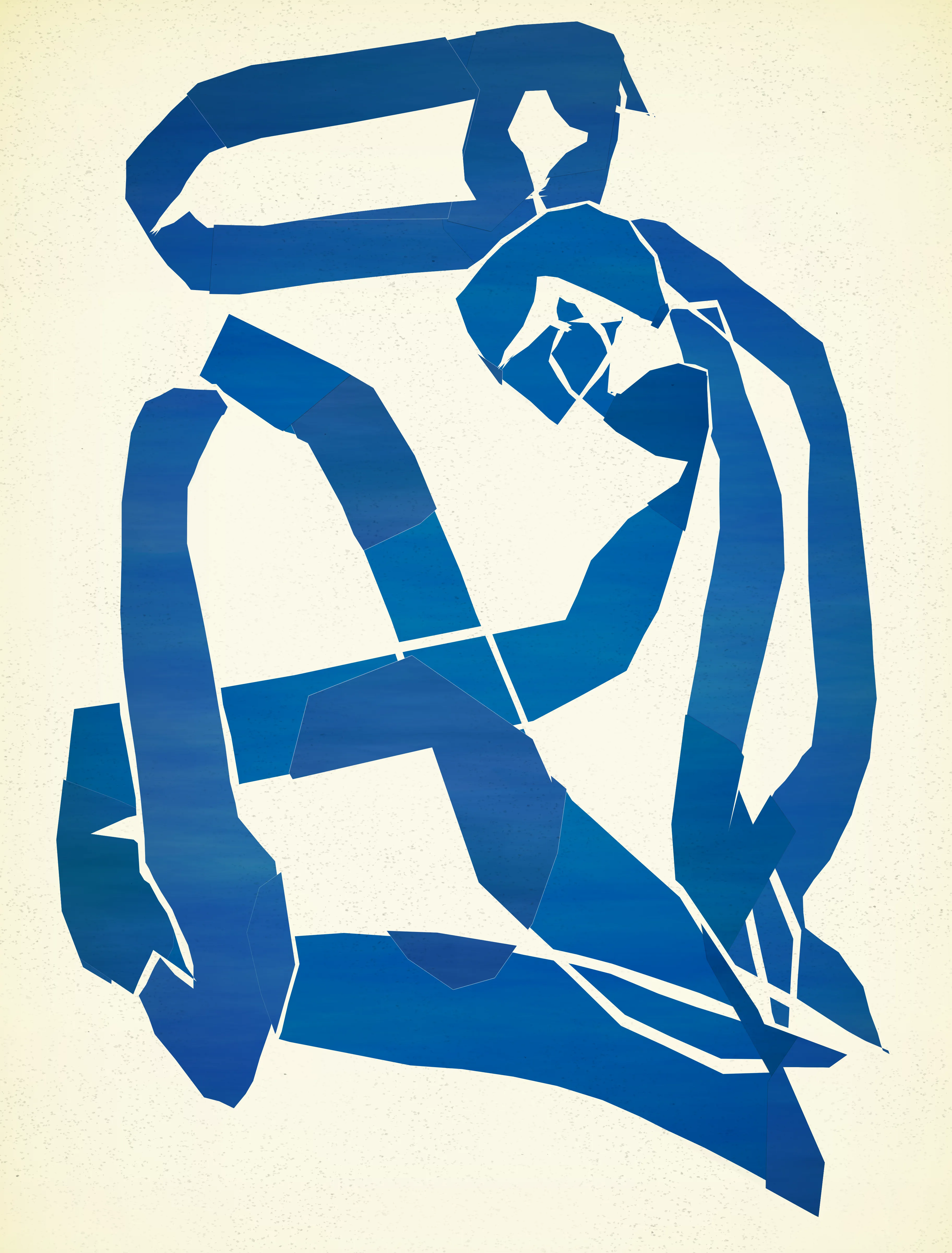 Upon encountering Matisse's ""Blue Nudes"" series, I found myself intrigued by the photograph of a room adorned with these simple yet evocative depictions of the human form. At first glance the figures appeared as harmonious abstractions, each embodying a shared pose while subtly diverging in unique ways upon closer inspection. This experience ignited my fascination with the artistic endeavor to recreate the same essence through multiple iterations, prompting a contemplation on the role of variations in a generative art series in an era often fixated on extravagant algorithmic diversity.

Here we aim to celebrate subtlety. This project employs not only the randomness inherent to algorithms but also the serendipity of human intervention. Anchored in my own hand-drawn inputs, the process intertwines organic paths with algorithmic automation, generating polygons that exude the beauty of nuanced distinctions.

Beyond technique, this endeavor mirrors an autobiographical passage — a celebration of my evolution from functional coder to constructor of pure form. Matisse's iconic method of composing with cut paper — initially a preparatory ritual — mirrors my own journey. What once served utilitarian software now finds purpose in artistry, code morphing into my chosen medium of artistic expression. This metamorphosis, a kinship to Matisse's transformation, is my homage to the creative odyssey that beckons when code transcends its pragmatic origins.