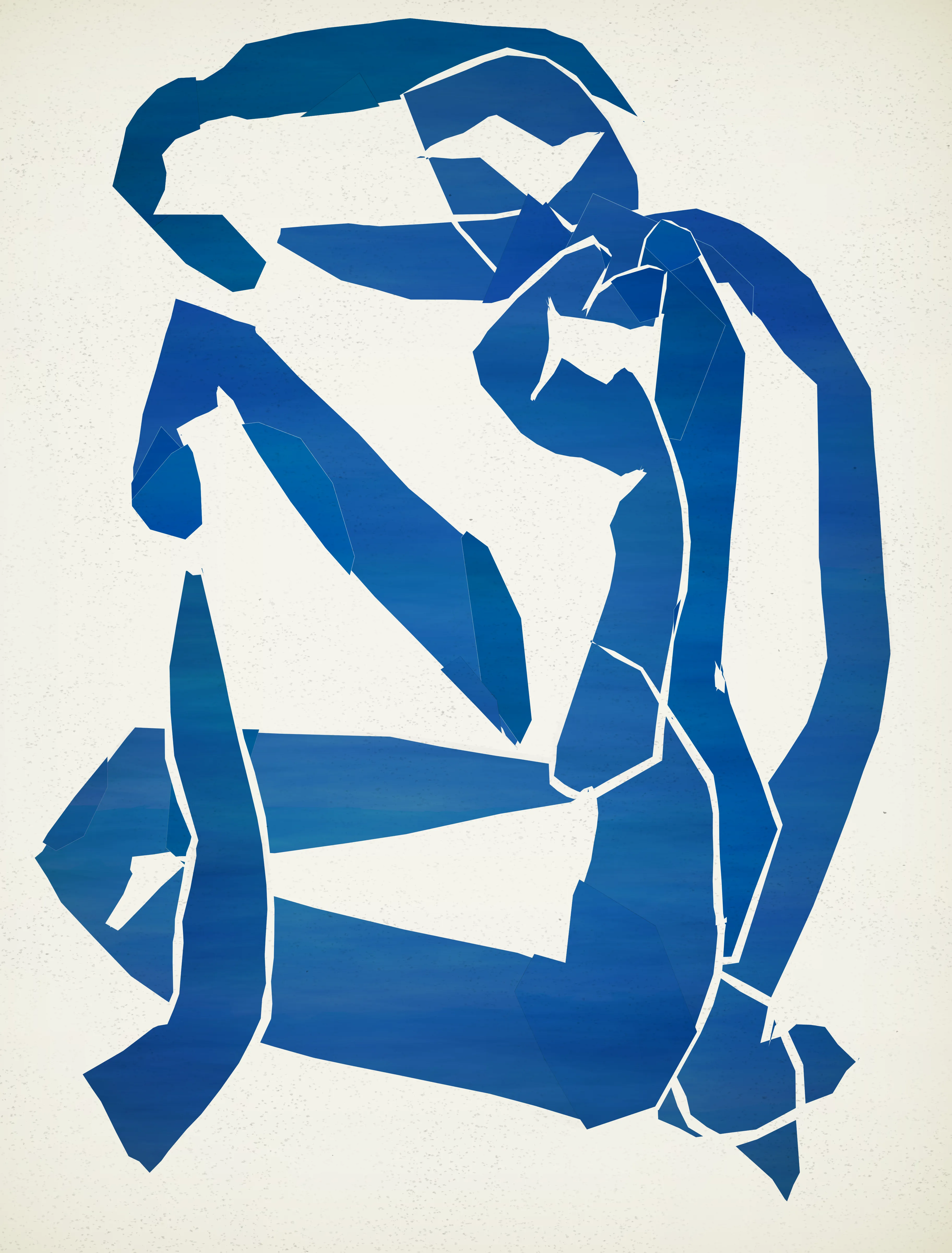 Upon encountering Matisse's ""Blue Nudes"" series, I found myself intrigued by the photograph of a room adorned with these simple yet evocative depictions of the human form. At first glance the figures appeared as harmonious abstractions, each embodying a shared pose while subtly diverging in unique ways upon closer inspection. This experience ignited my fascination with the artistic endeavor to recreate the same essence through multiple iterations, prompting a contemplation on the role of variations in a generative art series in an era often fixated on extravagant algorithmic diversity.

Here we aim to celebrate subtlety. This project employs not only the randomness inherent to algorithms but also the serendipity of human intervention. Anchored in my own hand-drawn inputs, the process intertwines organic paths with algorithmic automation, generating polygons that exude the beauty of nuanced distinctions.

Beyond technique, this endeavor mirrors an autobiographical passage — a celebration of my evolution from functional coder to constructor of pure form. Matisse's iconic method of composing with cut paper — initially a preparatory ritual — mirrors my own journey. What once served utilitarian software now finds purpose in artistry, code morphing into my chosen medium of artistic expression. This metamorphosis, a kinship to Matisse's transformation, is my homage to the creative odyssey that beckons when code transcends its pragmatic origins.