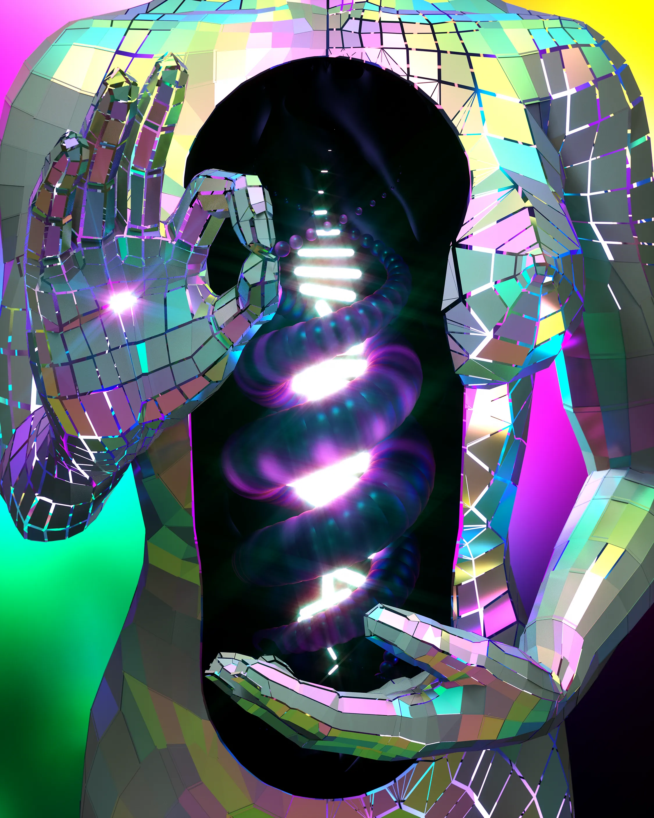 One continuous strand of existence, runs through us all.
Created in Cinema 4D and rendered with Octane Render.