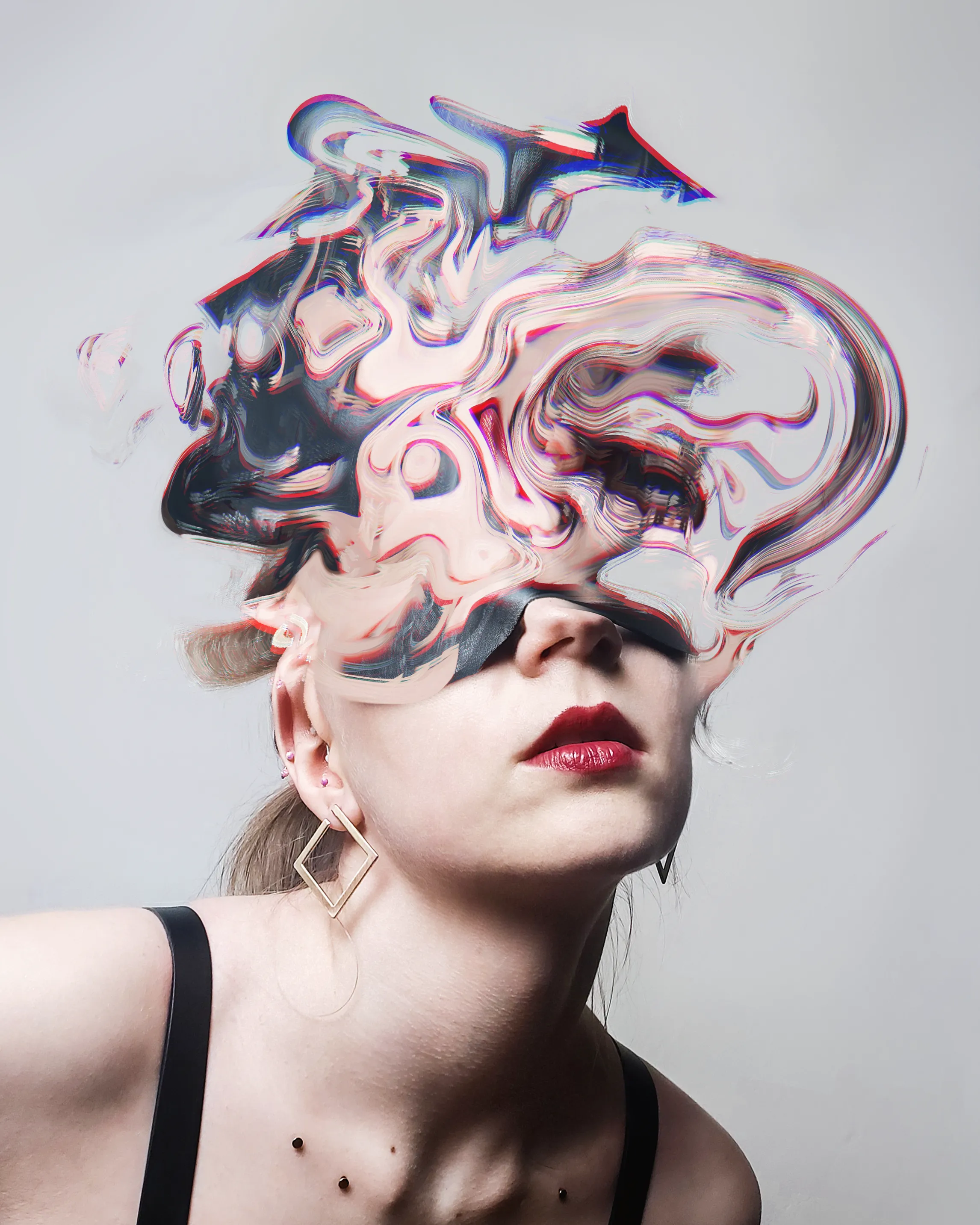 A glitch-inspired digital portrait.