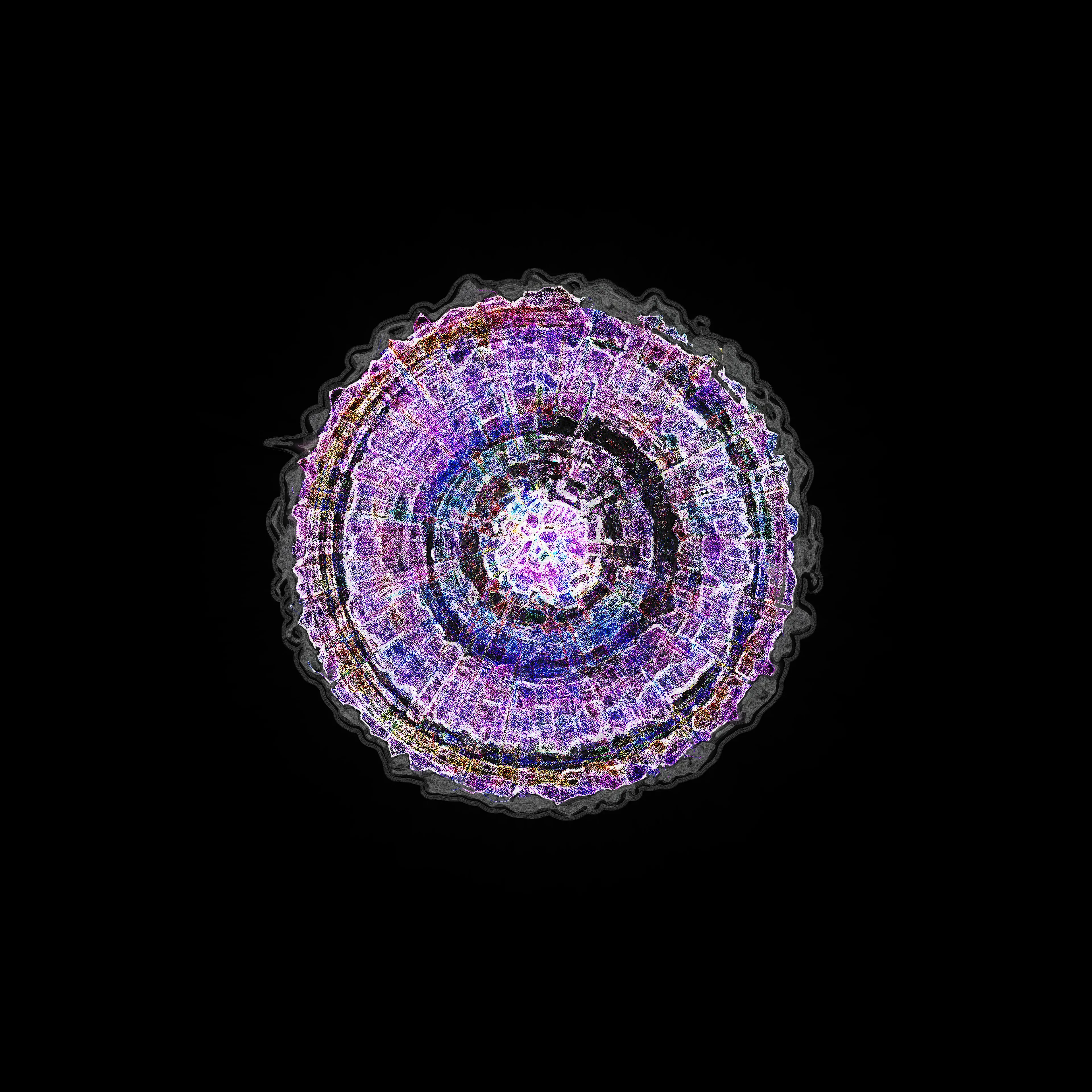 This was made for day 32 of the 100 day project. 

I watched a quick documentary and single cell organisms are incredibly intelligent for only having one cell. I thought about that for an hour before starting my work.

I wrote code to create a lerp (straight line between two points) and when I switched to 3d mode, there were a ton of beautiful glitches. From processing I went to GIMP and then finish the work in Photoshop. I just kept tinkering blurring, tweaking, and twisting the image until I felt I could stop.