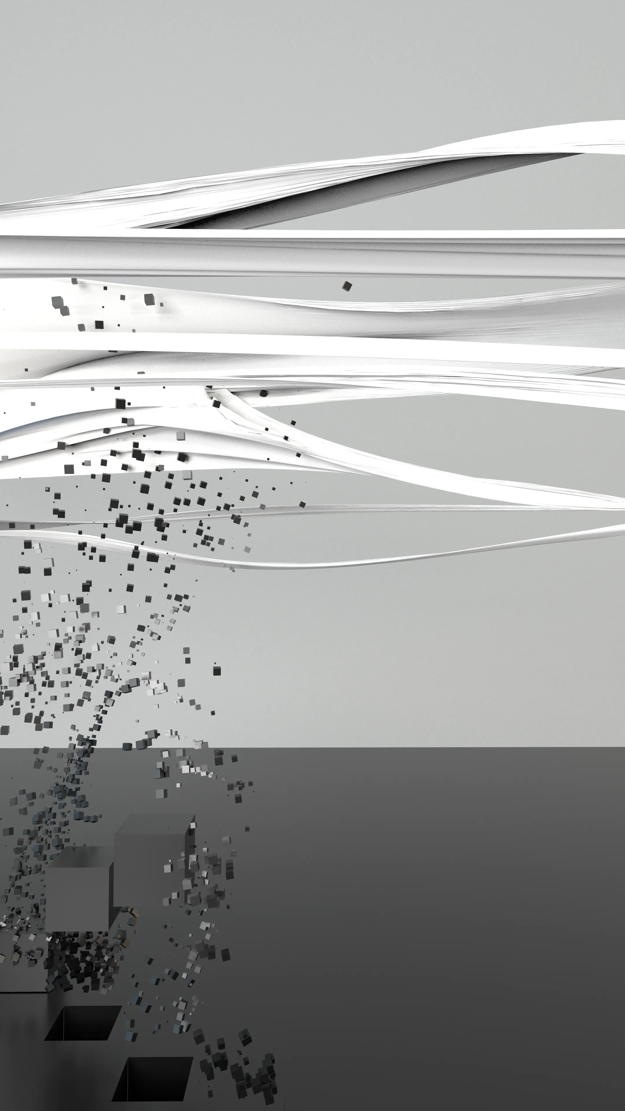 From a series of sound and vision explorations, moments created by a seemingly mechanical process, traverse the space to leave their mark on a previously static form, altered by the music itself.