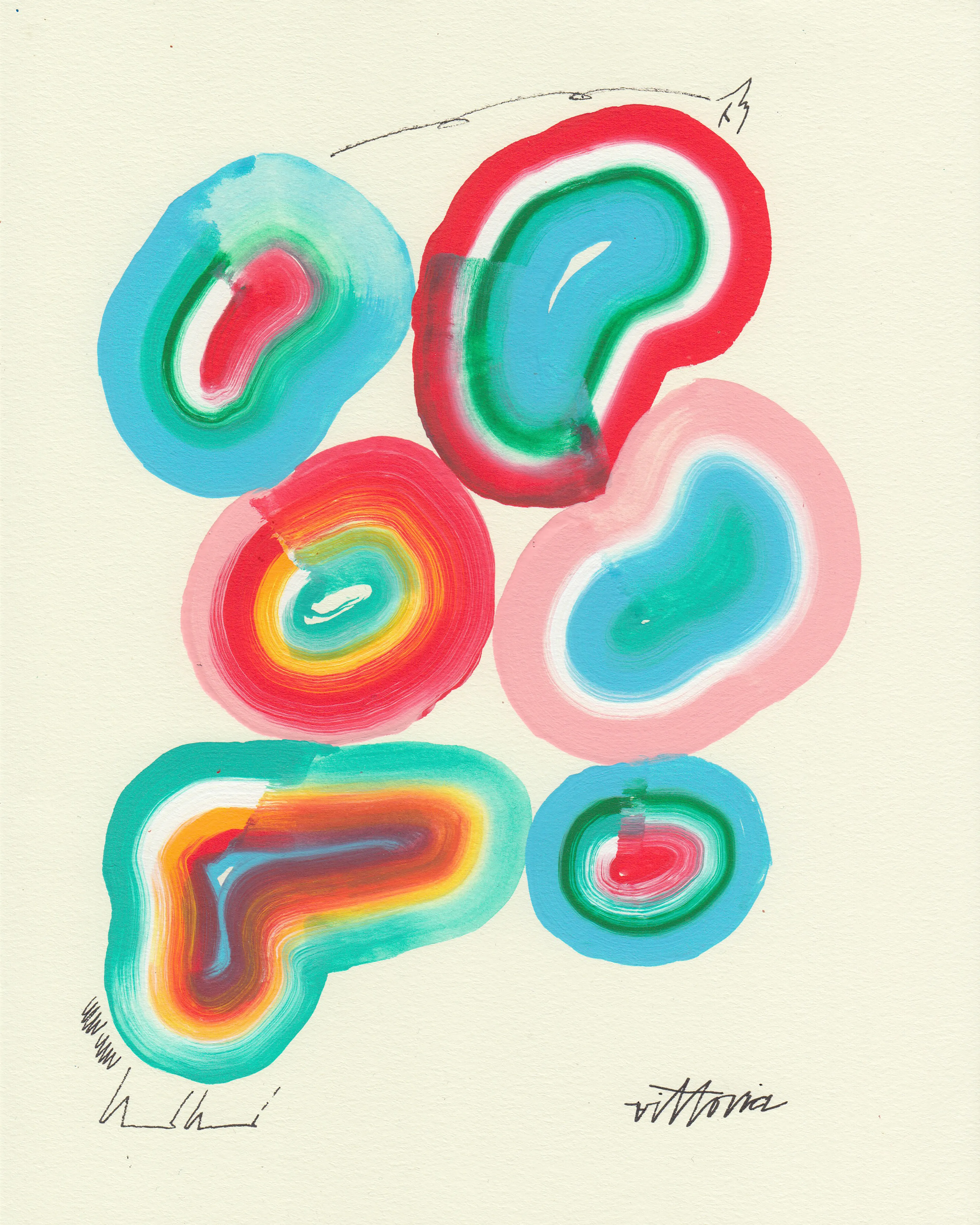 A visualization of the artist's anxieties about the future, small bundles of paths forward that may never be taken. An edition of 6, one representing each of the bundles in the painting.