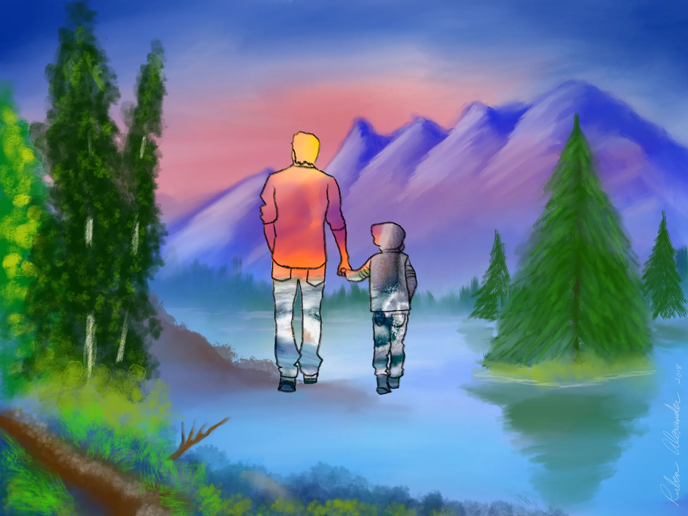 2224x1668 px

It was made for a sermon given a year or two ago. When I see it again, I think the following:

Spend time as a father
Spend time as a son
Too much of either
Will leave you undone

Spend time as a mother
Spend time as a daughter
As we cycle roles
Time together is no bother