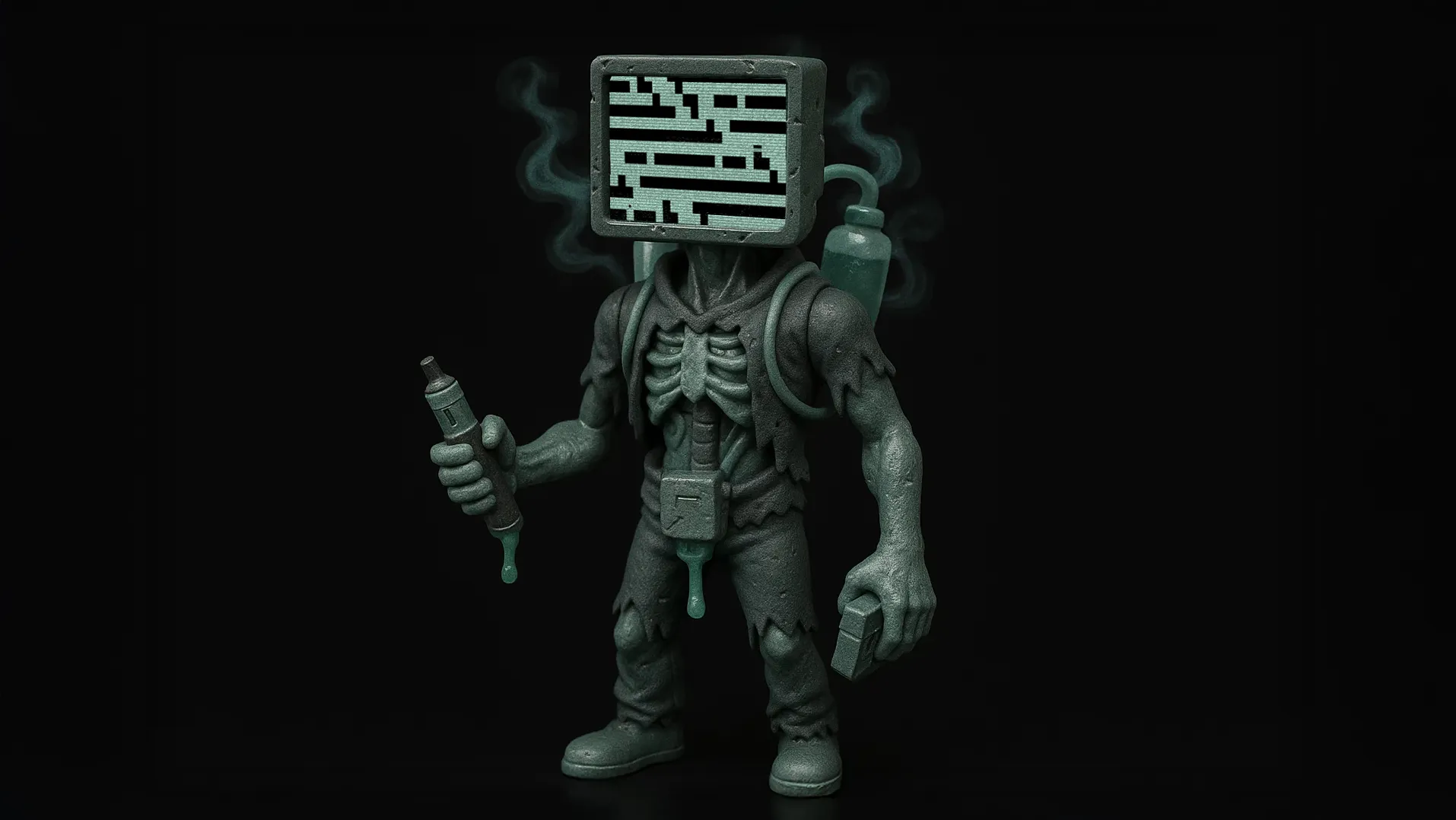 404 gacha figure representations based on the artworks of XCOPY, as imagined by Nuclear Samurai for the Frens & Legends art series. 