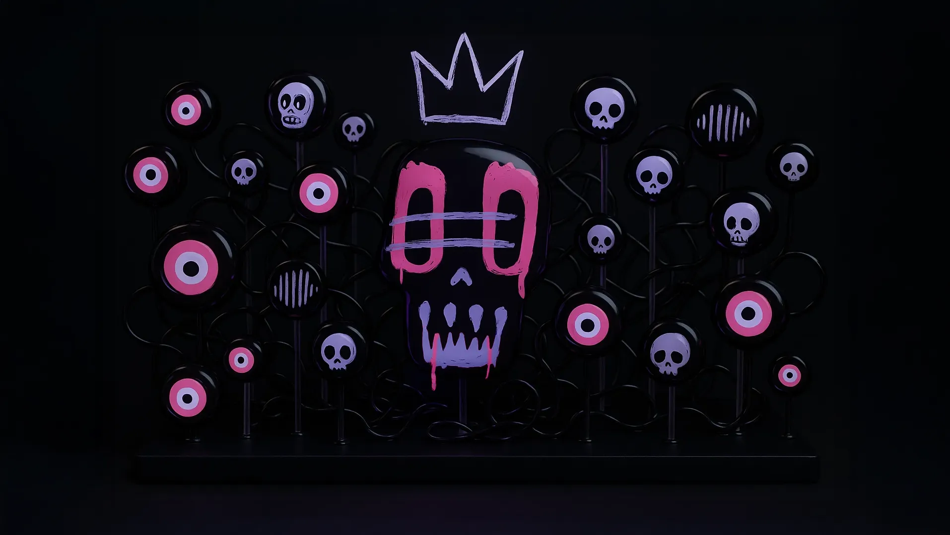 404 gacha figure representations based on the artworks of XCOPY, as imagined by Nuclear Samurai for the Frens & Legends art series. 