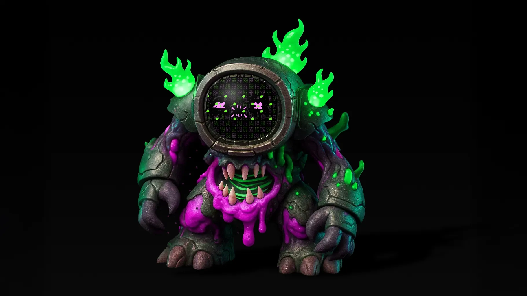 404 gacha figure representations based on the artworks of XCOPY, as imagined by Nuclear Samurai for the Frens & Legends art series. 